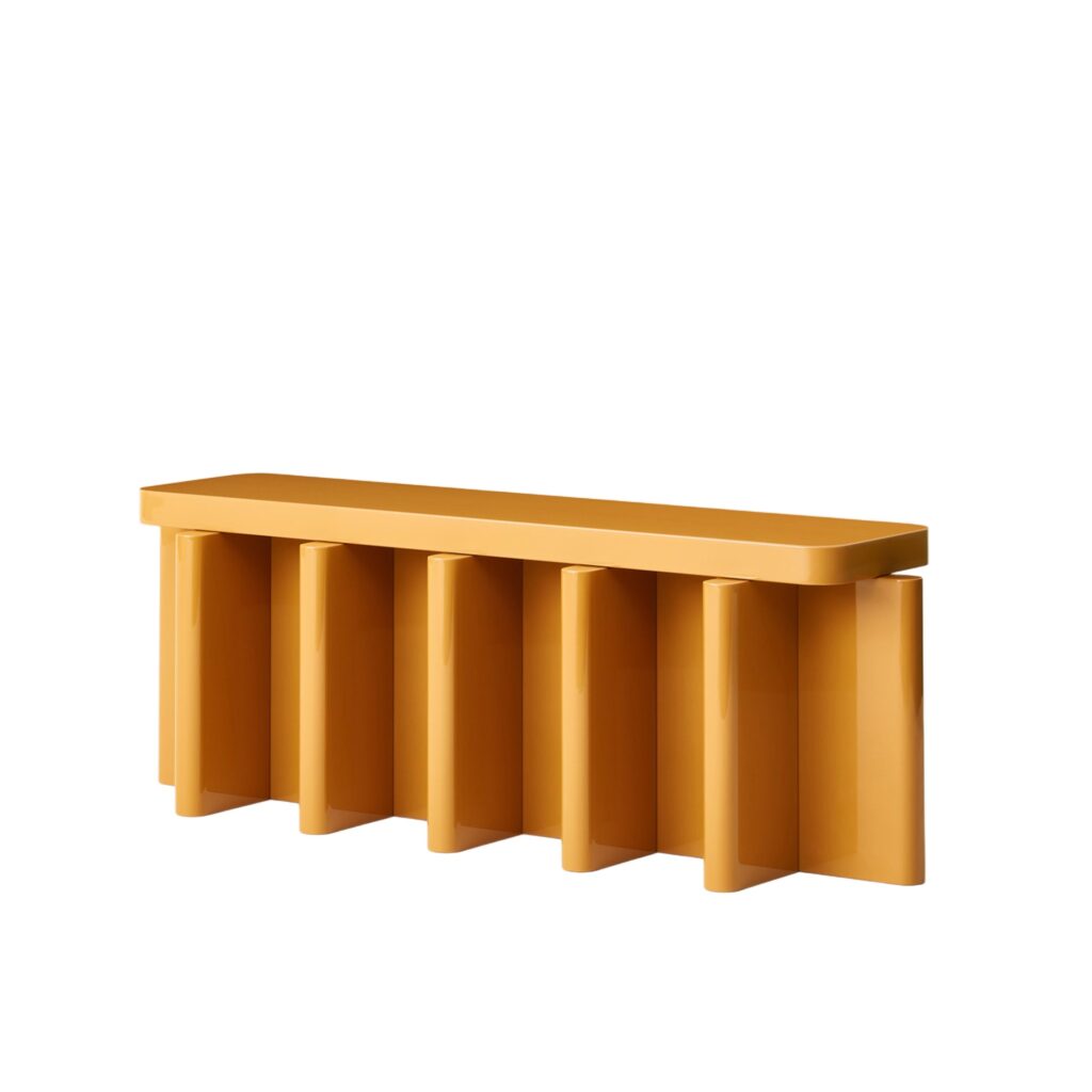 Handcrafted Caramel Solid Wood Seating Spina B5.1 Wooden Bench by Cara Davide 1