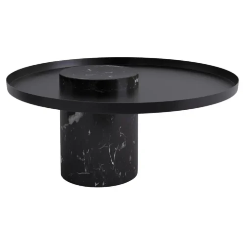 Low Black Marquina Marble Contemporary Gueridon Sebastian Herkner 1