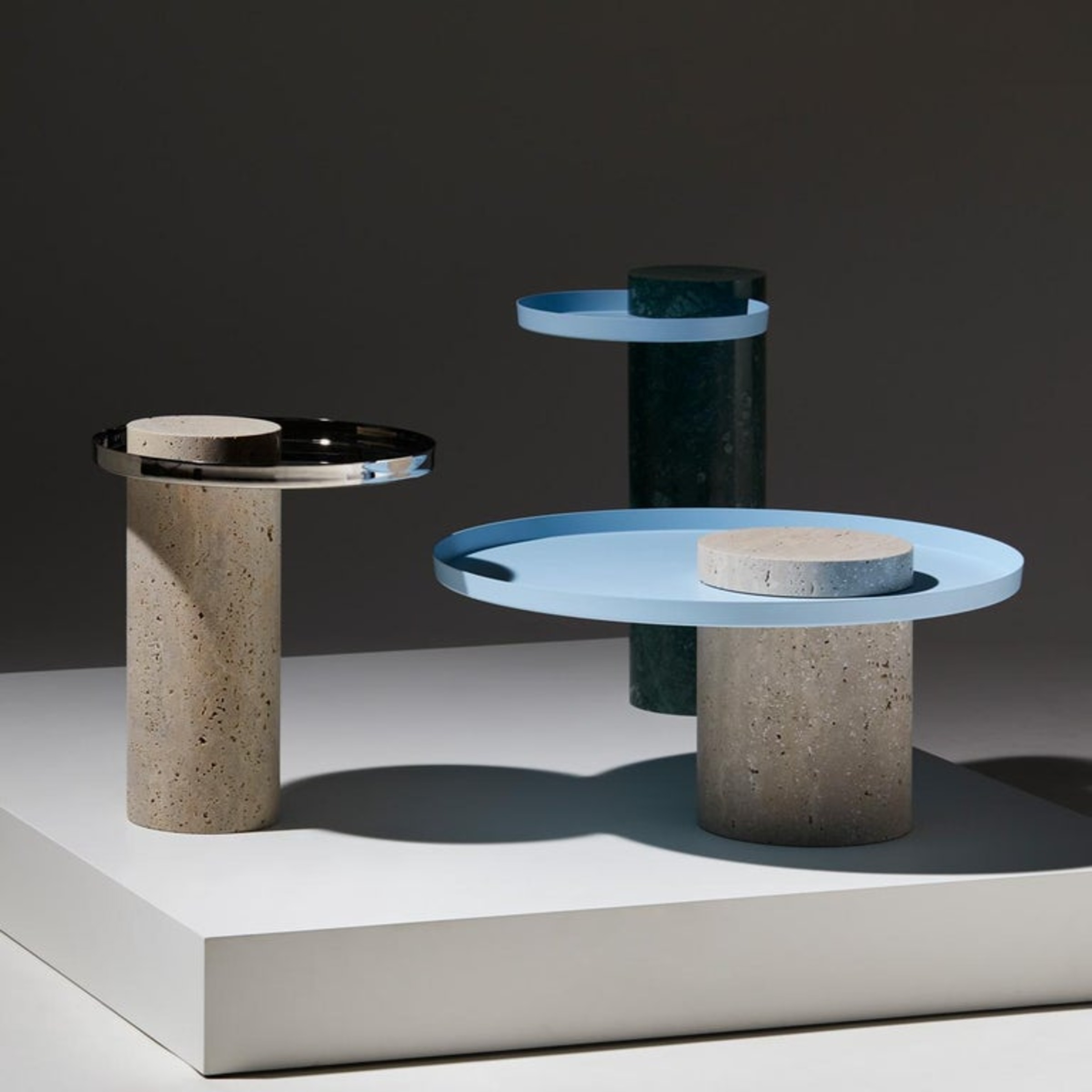 Medium Travertine Contemporary Guéridon, Sebastian Herkner 4