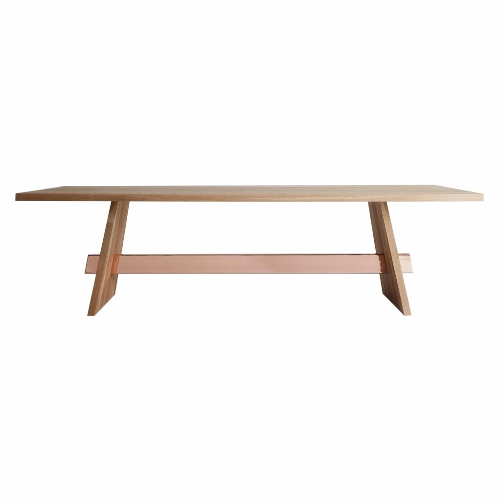 Metal Plated Walnut Large Isthmus Dining Table by Hollis Morris 1