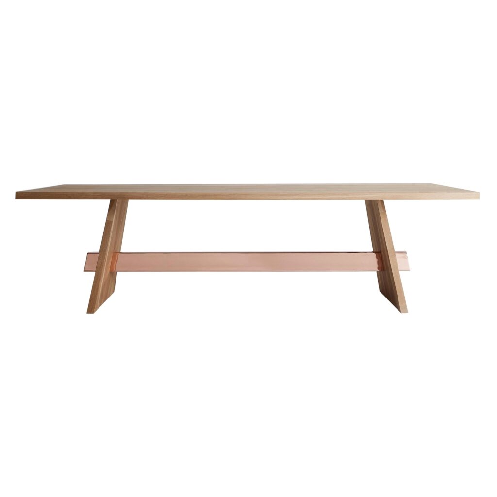 Metal Plated Walnut Large Isthmus Dining Table by Hollis Morris 1