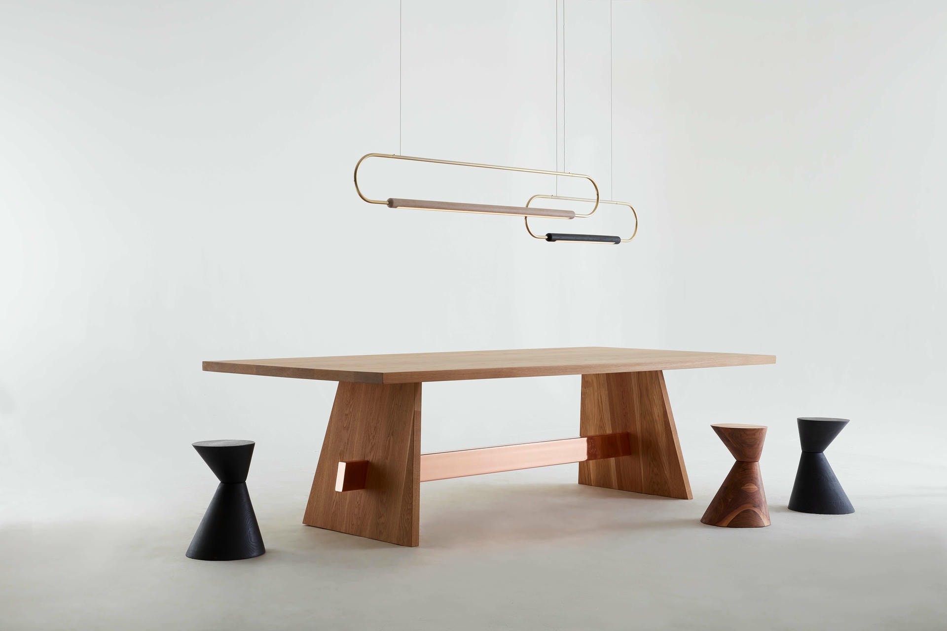 Metal Plated Walnut Large Isthmus Dining Table by Hollis Morris 4
