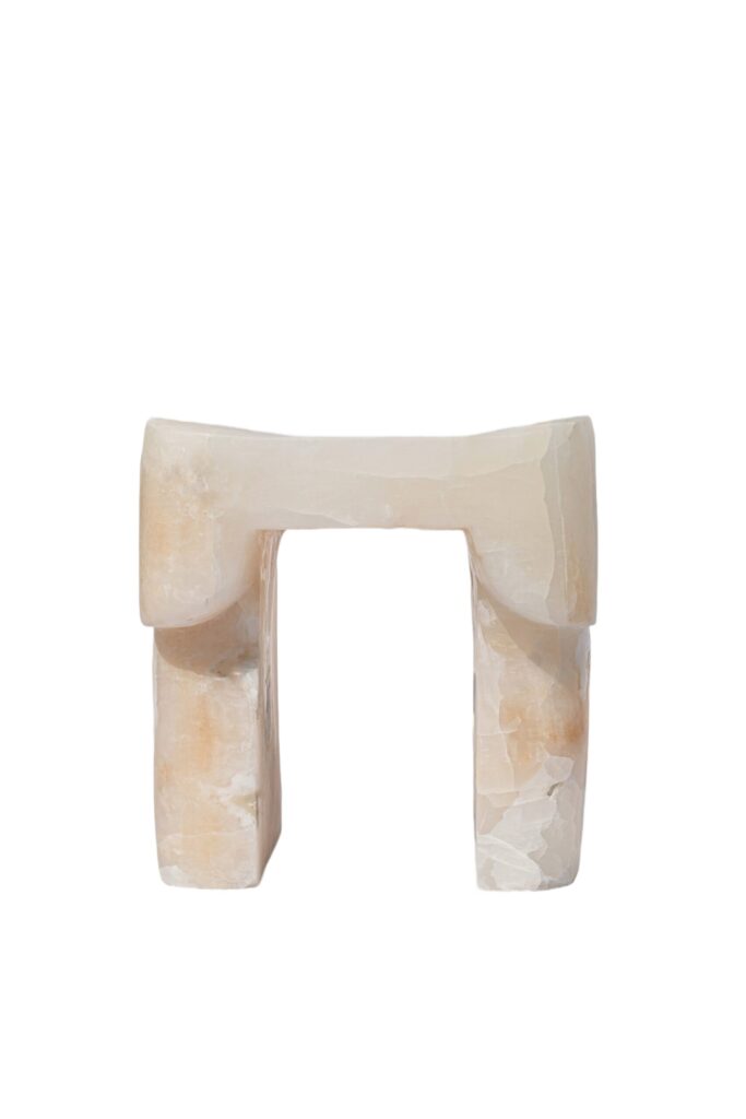 Organic Form, Contemporary Natural White Onyx Stool by Henry Wilson 1 1