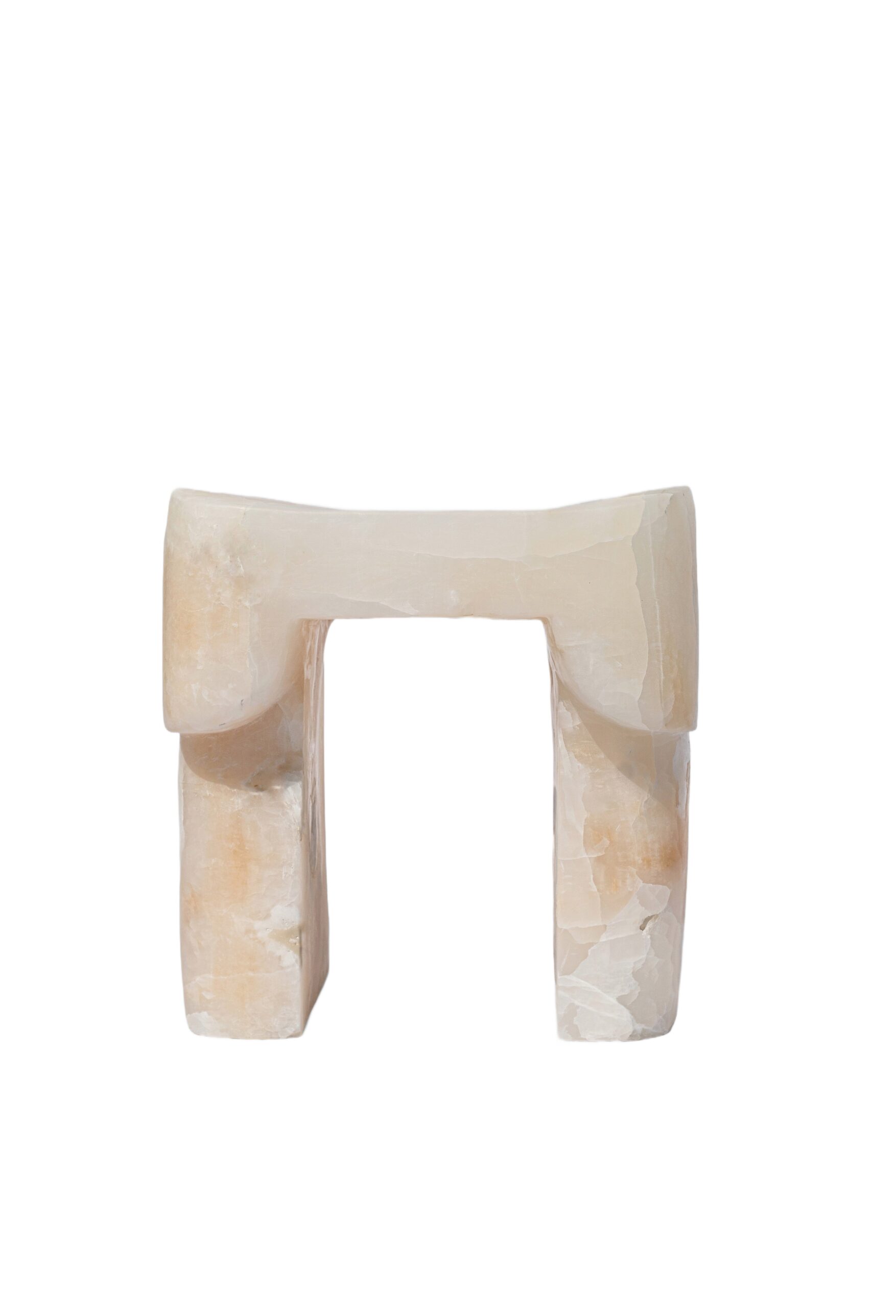 Organic Form, Contemporary Natural White Onyx Stool by Henry Wilson 1 1