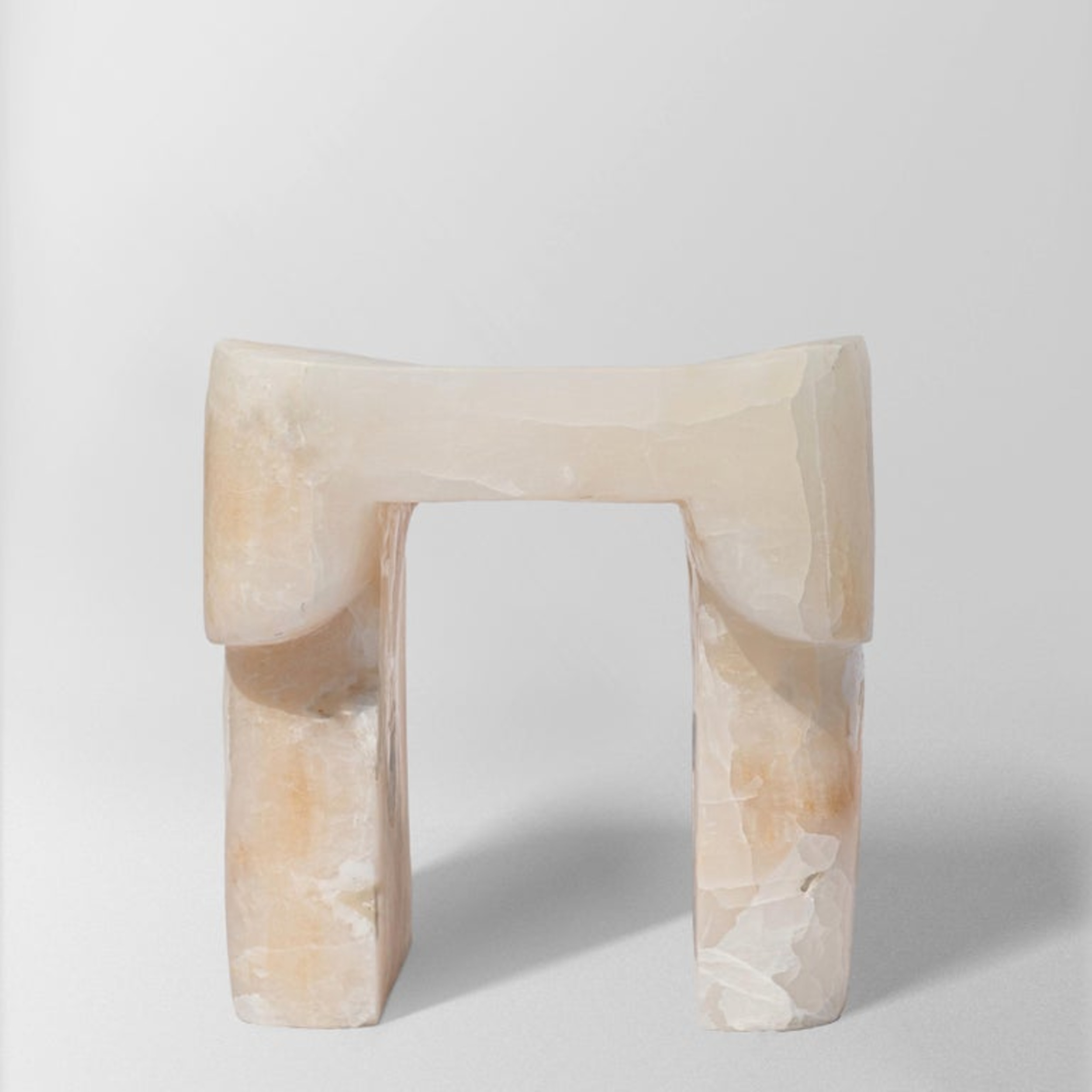 Organic Form, Contemporary Natural White Onyx Stool by Henry Wilson 2
