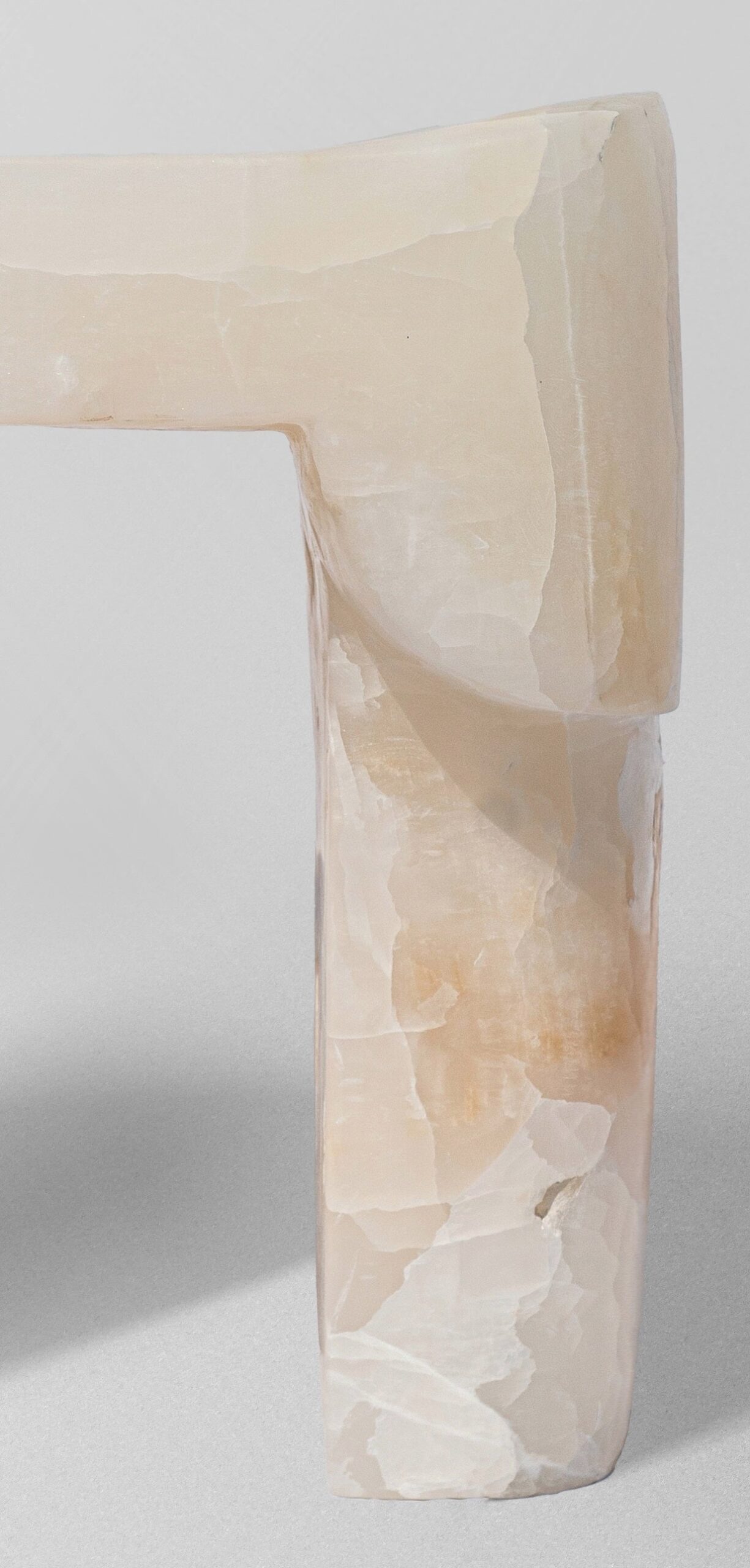 Organic Form Contemporary Natural White Onyx Stool by Henry Wilson 3