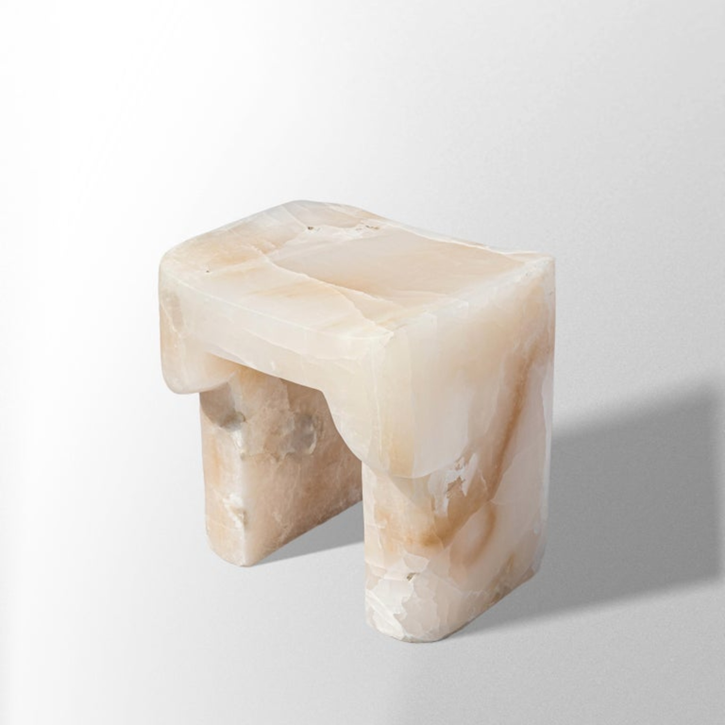 Organic Form, Contemporary Natural White Onyx Stool by Henry Wilson 3