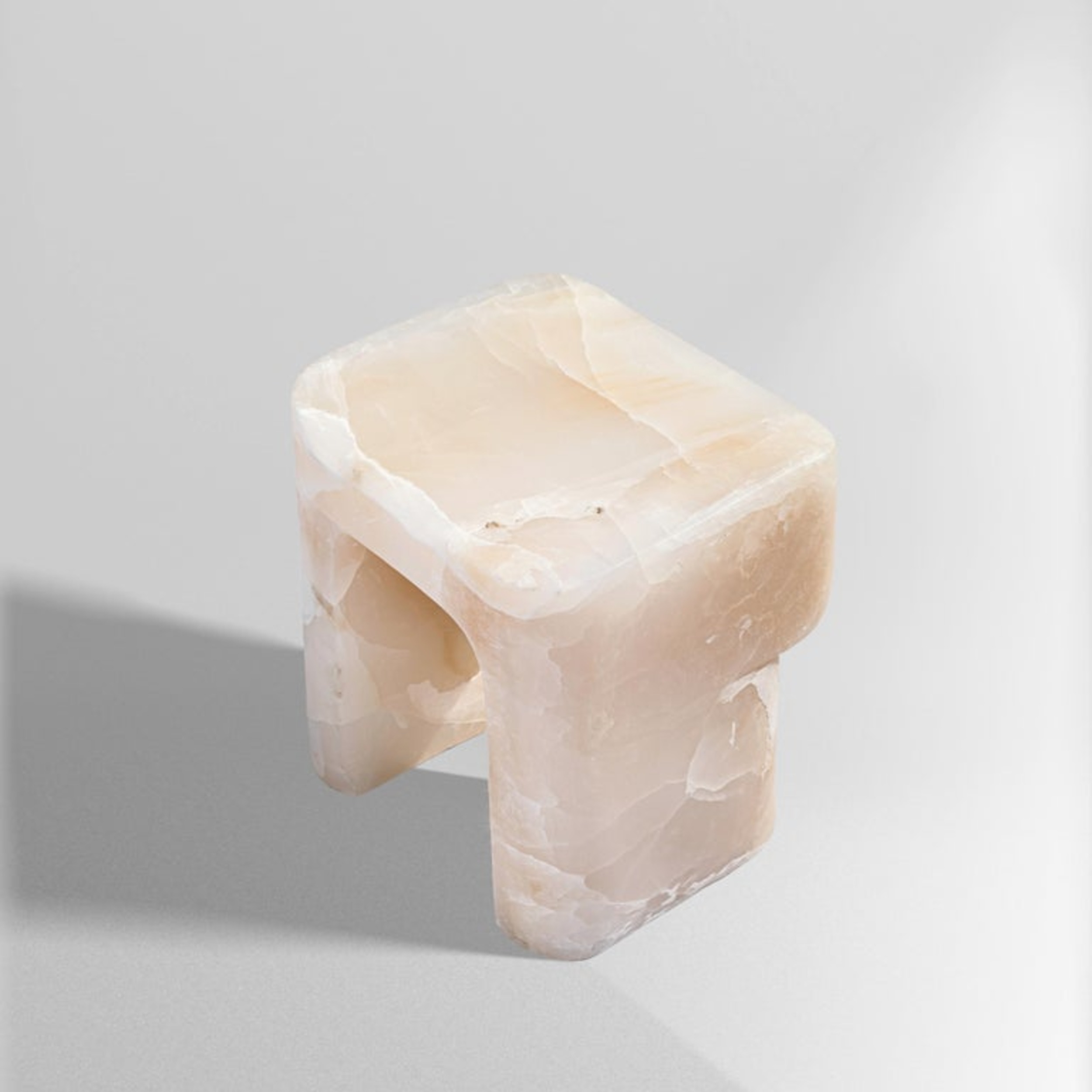 Organic Form, Contemporary Natural White Onyx Stool by Henry Wilson 4