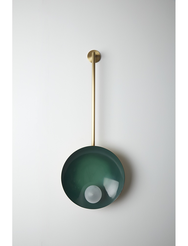 Oyster Emerald Green and Brushed Brass Ceiling Wall Mounted Lamp by Carla Baz 2