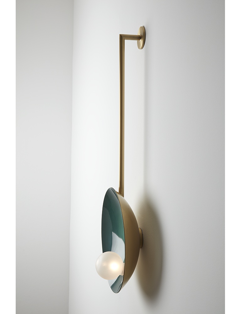 Oyster Emerald Green and Brushed Brass Ceiling Wall Mounted Lamp by Carla Baz 3