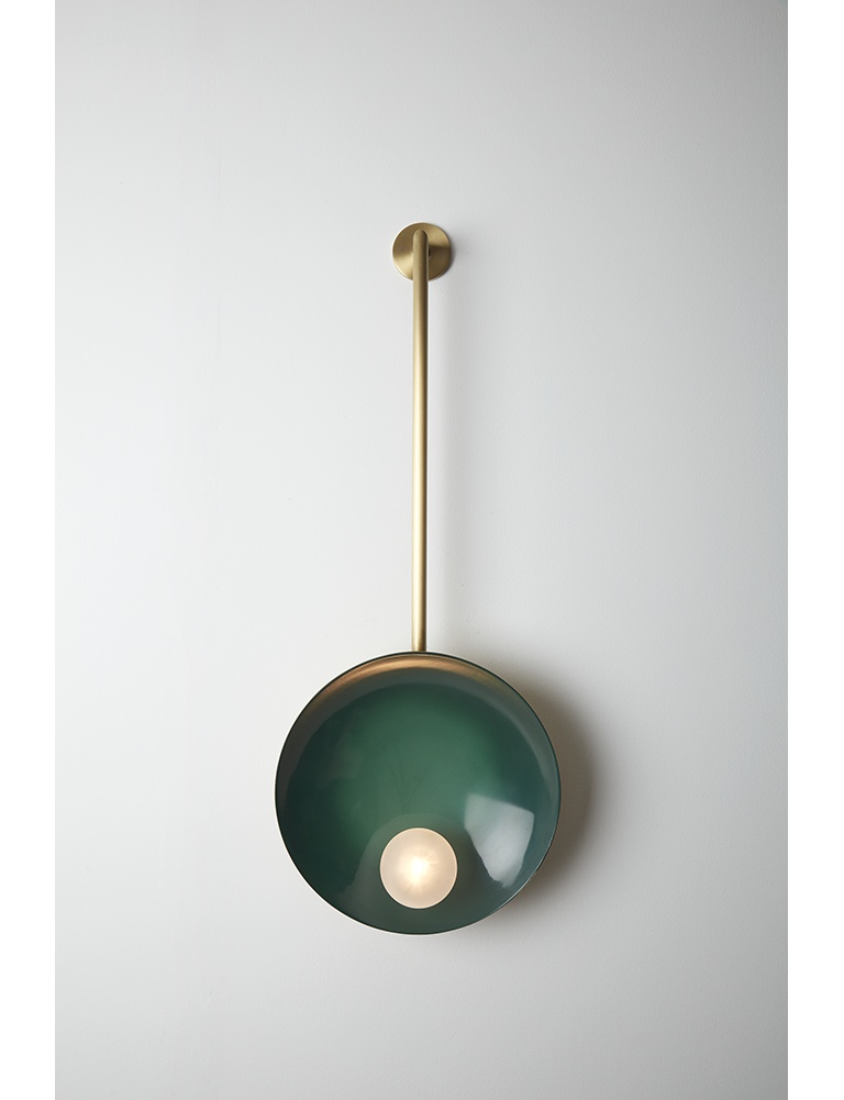 Oyster Emerald Green and Brushed Brass Ceiling Wall Mounted Lamp by Carla Baz 4