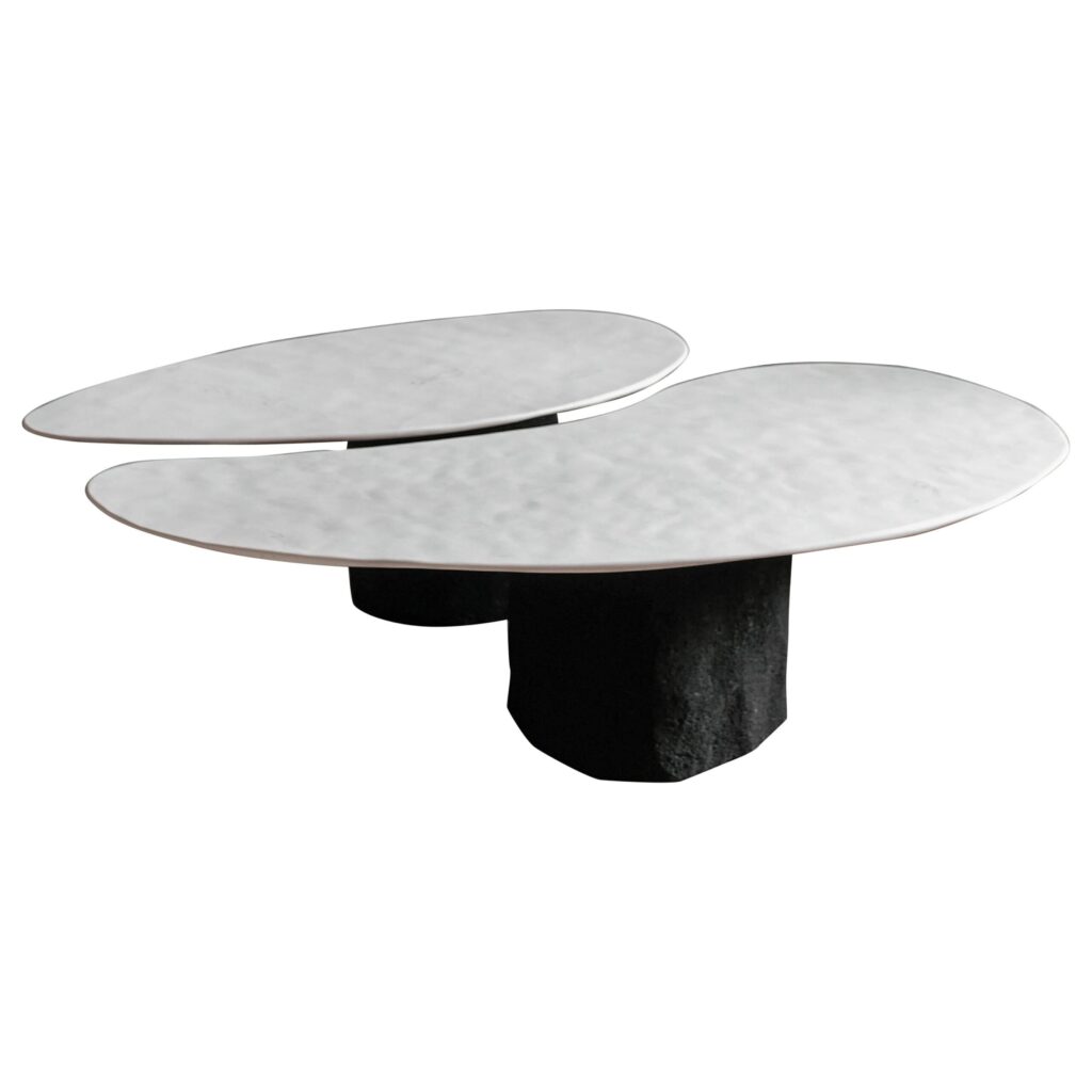 Set of 2 Limestone Low Table by Atelier Benoit Viaene 1