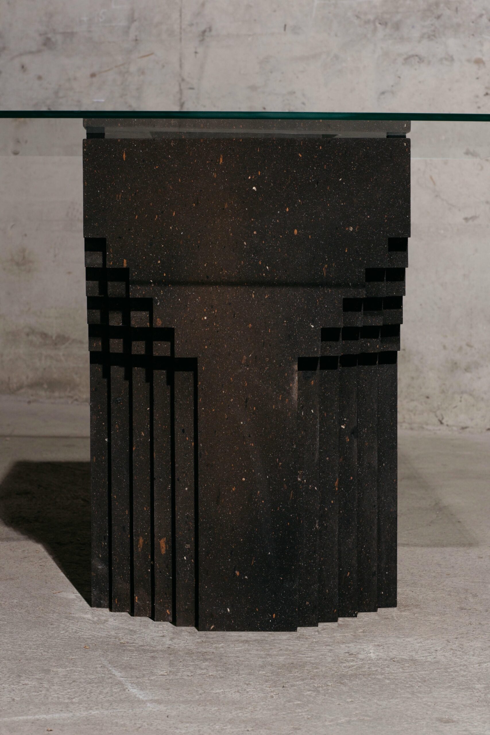 Source Dining Table by A Space Black Tuff Glass Post Modern USA 12