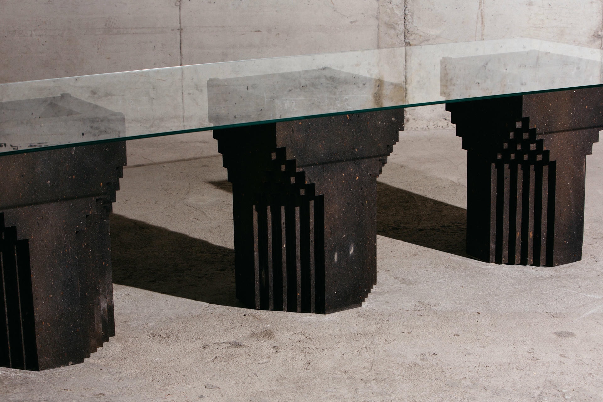 Source Dining Table by A Space Black Tuff Glass Post Modern USA 15