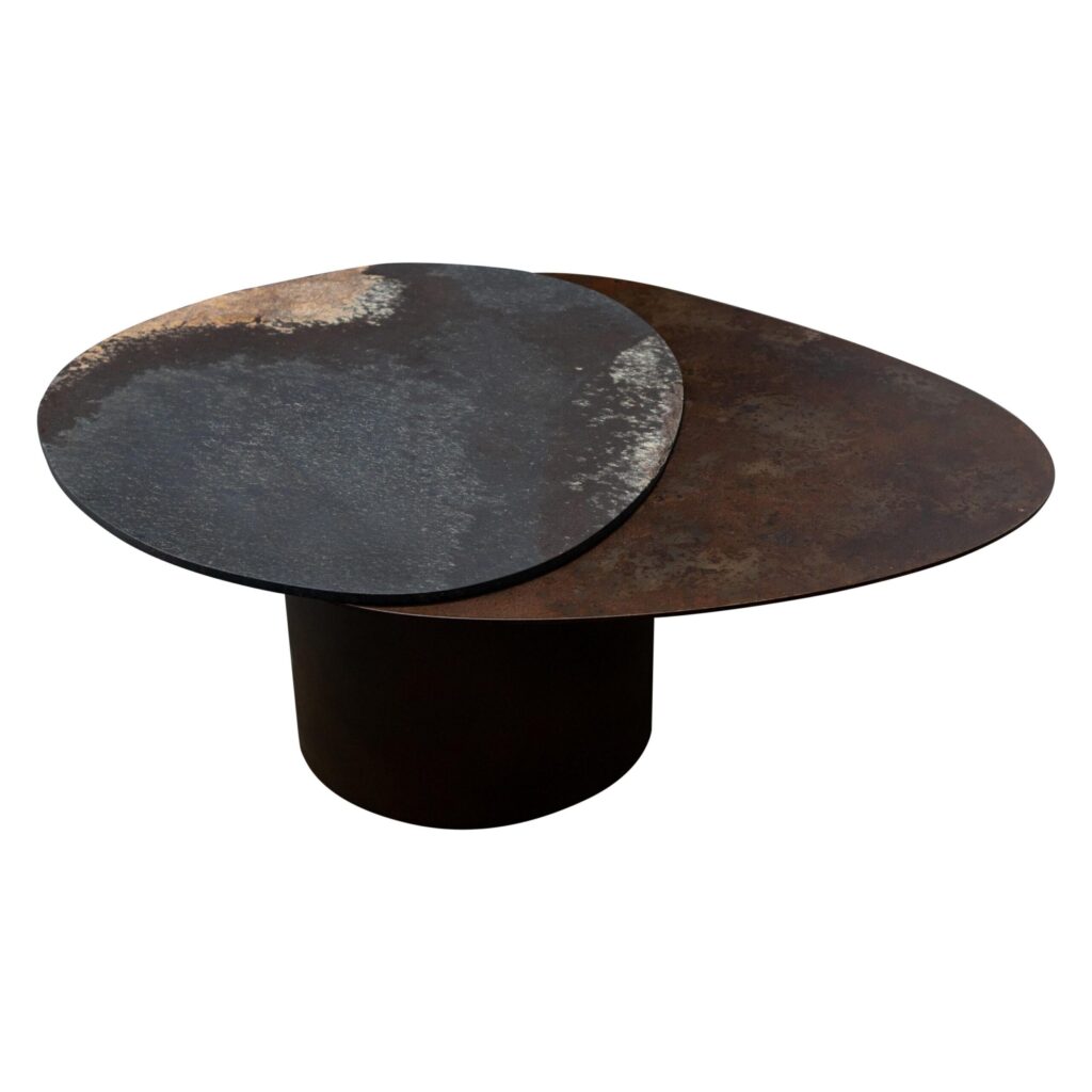 Unique Kon Pac Low Table Date Kan Stone Sculptural Design by Okurayama 1