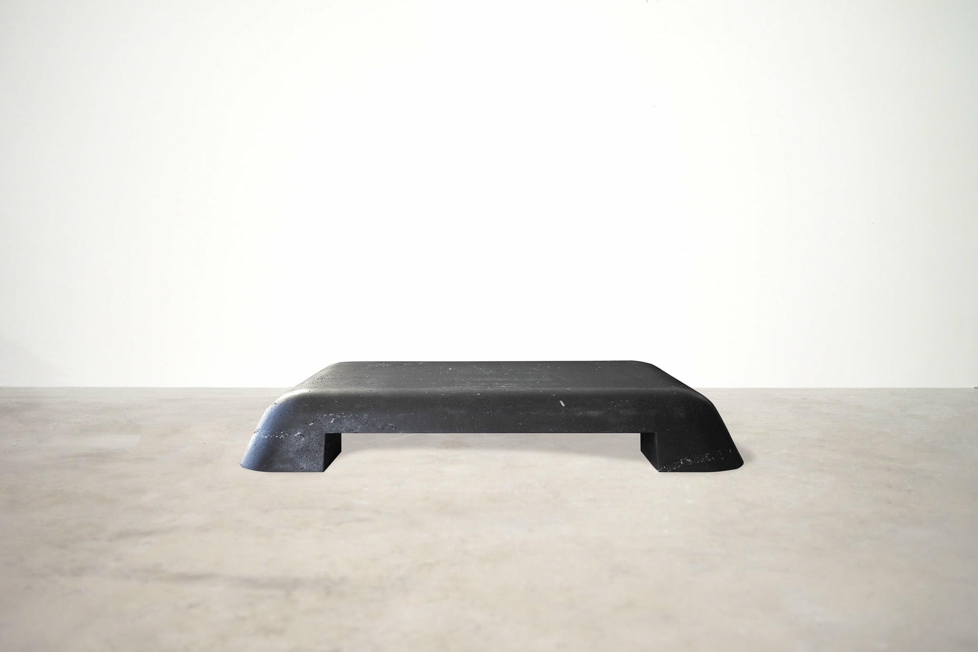 Unique Minimalist Black Slab Stone Coffee Table Table by Lucas Tyra Morten 2