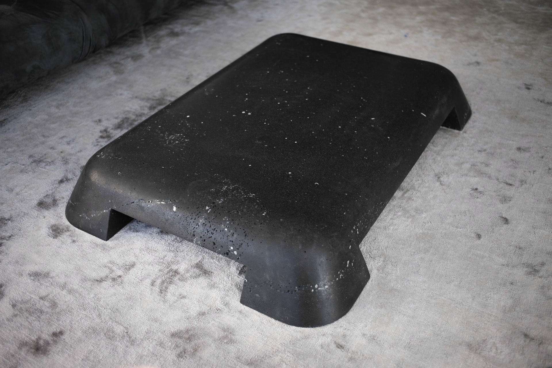 Unique Minimalist Black Slab Stone Coffee Table Table by Lucas Tyra Morten 3