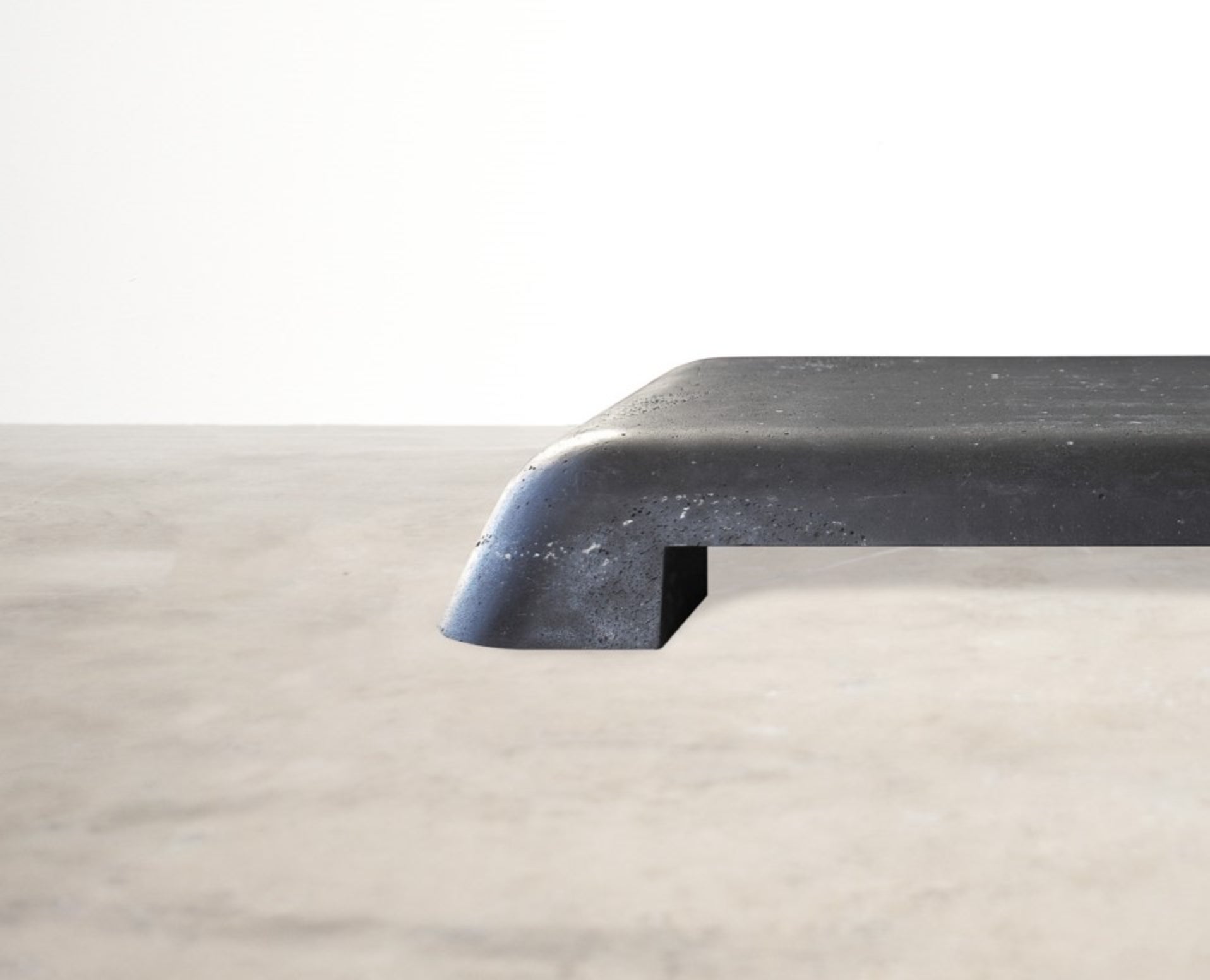 Unique Minimalist Black Slab Stone Coffee Table Table by Lucas Tyra Morten 4