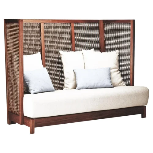 Walnut Highback Suzy Wong Loveseat by Kenneth Cobonpue 1