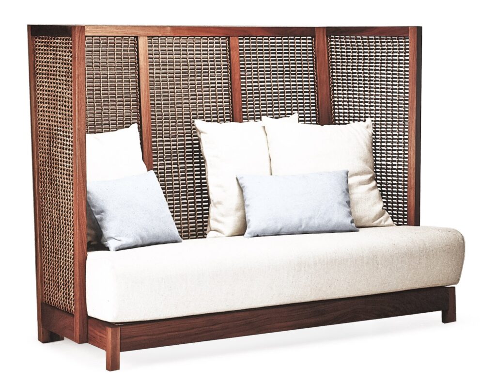 Walnut Highback Suzy Wong Loveseat by Kenneth Cobonpue 2