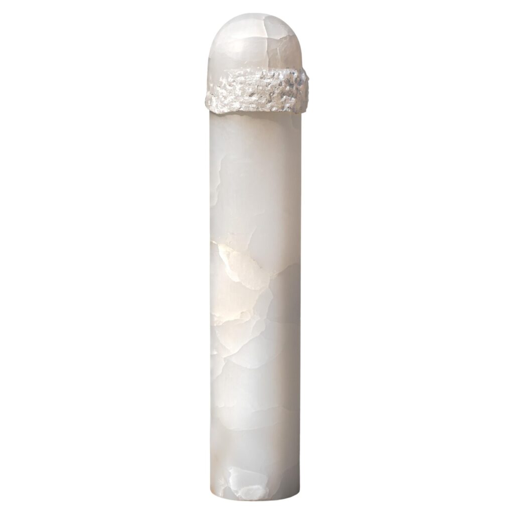 White Onyx Monolith Sculpted Floor Lamp by Paul Matter 1