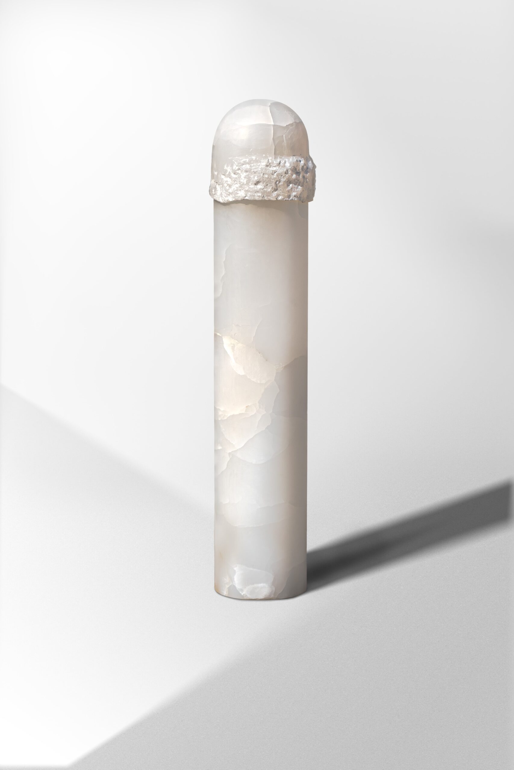 White Onyx Monolith Sculpted Floor Lamp by Paul Matter 2