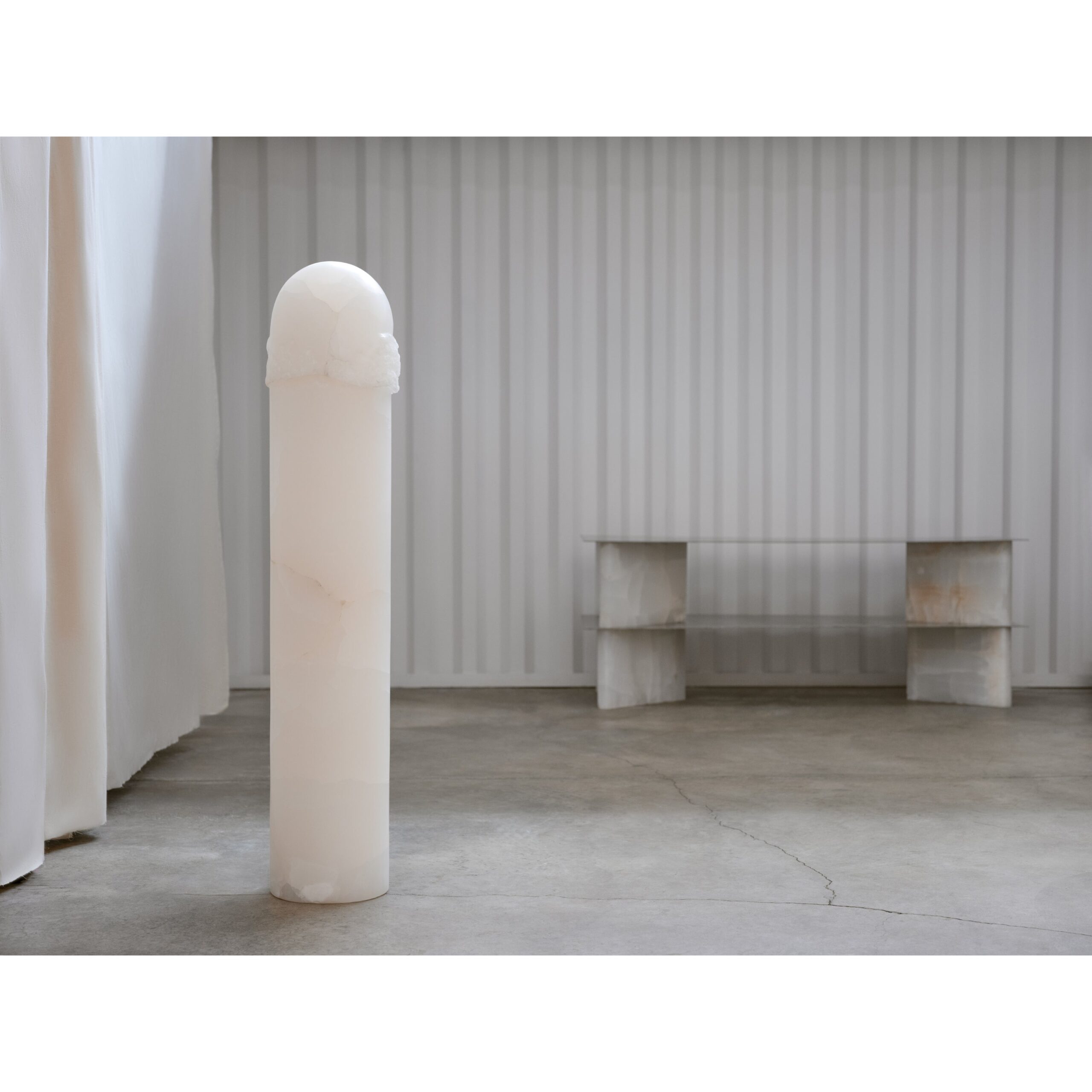 White Onyx Monolith Sculpted Floor Lamp by Paul Matter 7
