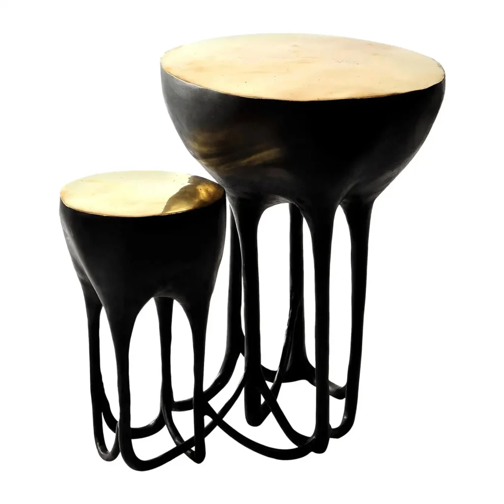 Brass Hand Sculpted Side Table by Masaya 1