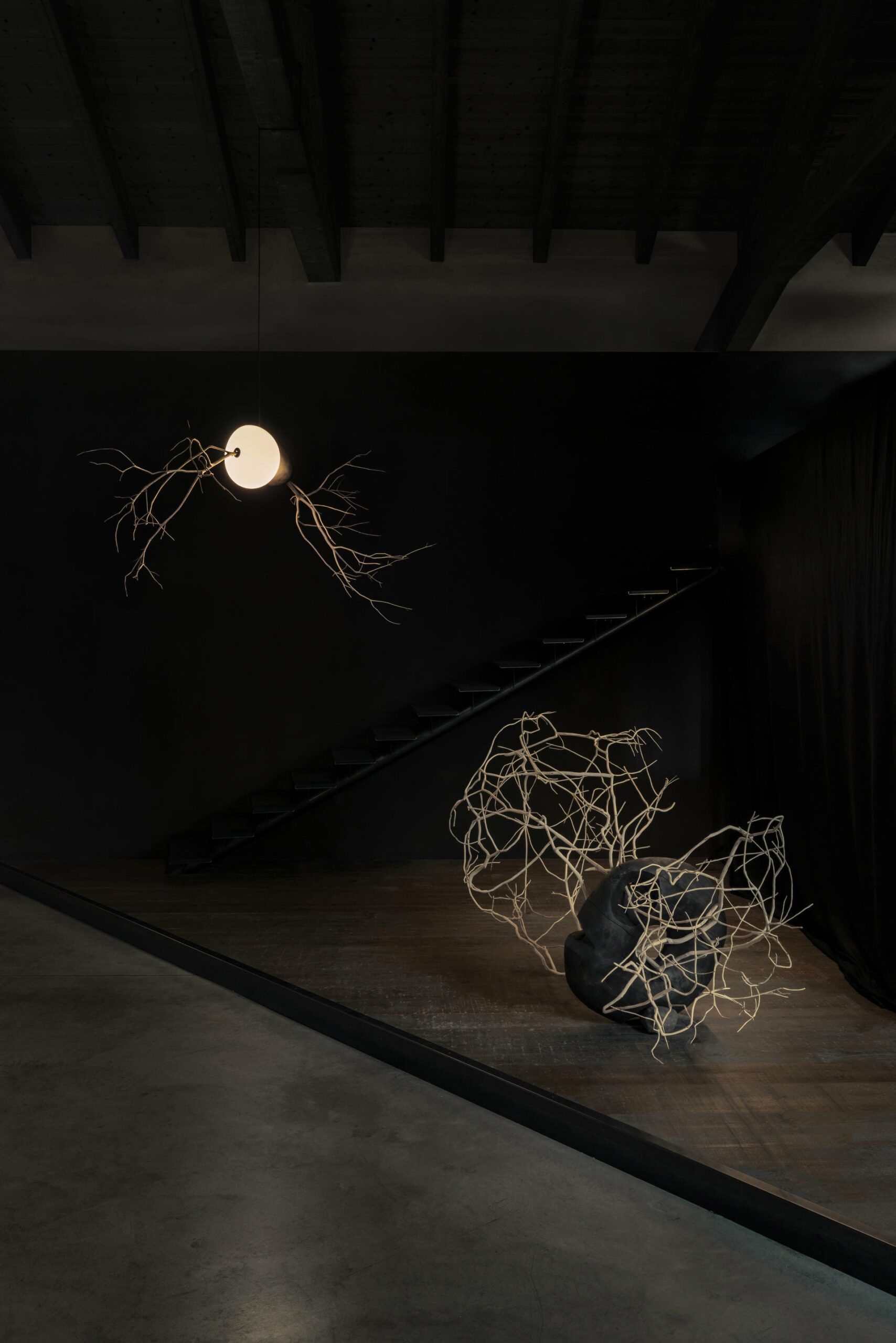 Hand Blown Glass with Wood Frame Organic Wall Light by Jerome Pereira 8