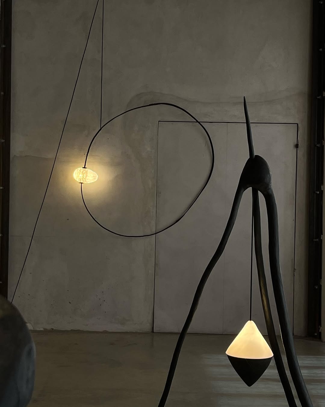 Hand Blown Glass with Wood Frame Organic Wall Light by Jerome Pereira 9