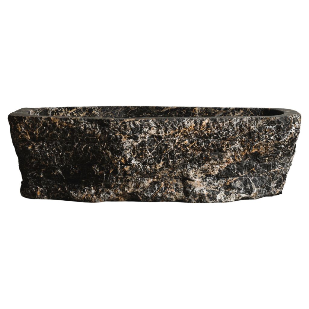Organic Rough Form Baptiz Black and Gold Marble Bathtub by Andres Monnier 1