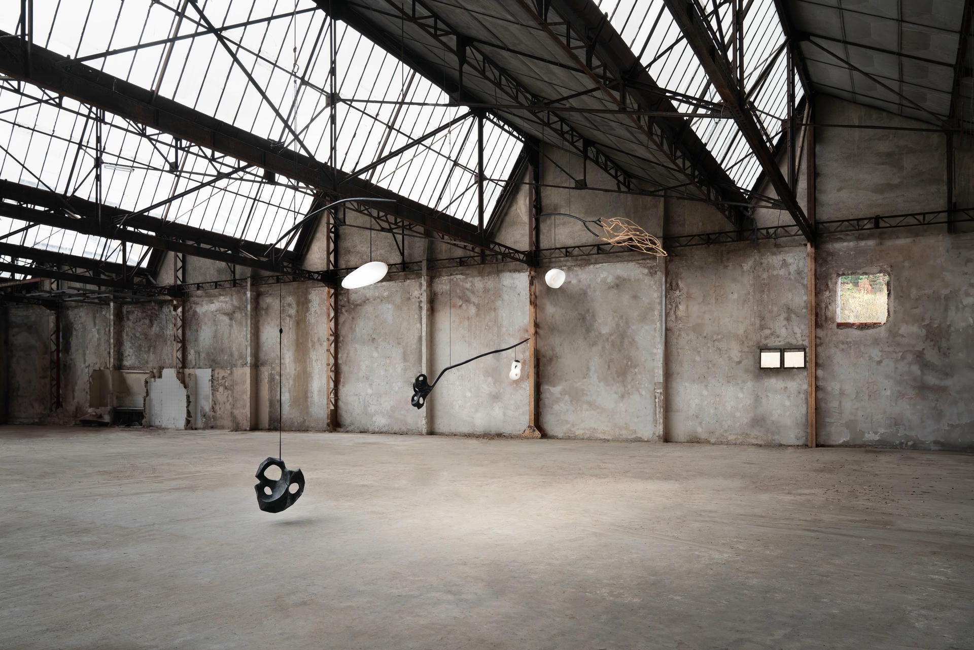 Unique Black Carved Forms Floating Organic Shapes Suspension by Jerome Pereira 2
