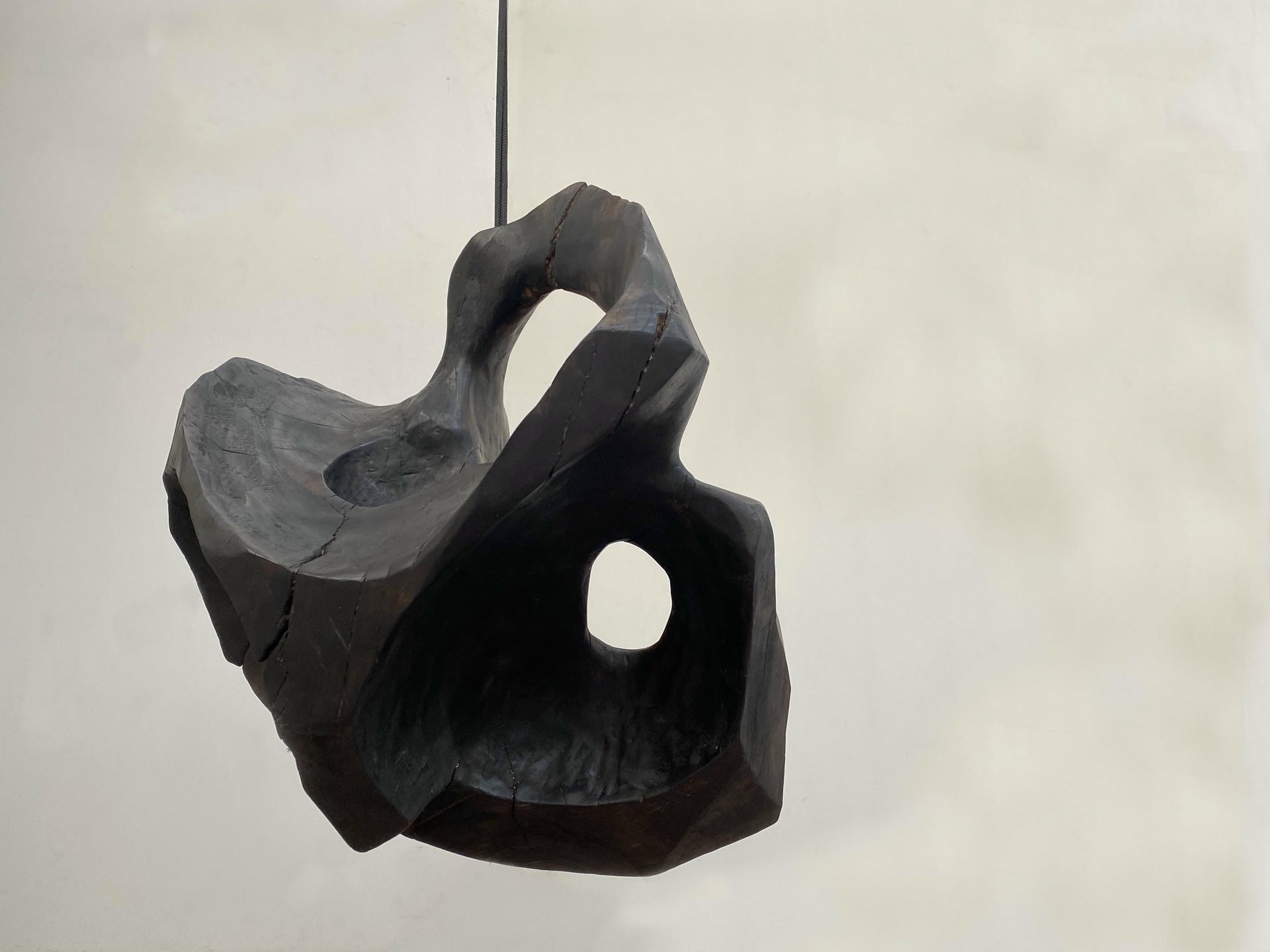 Unique Black Carved Forms Floating Organic Shapes Suspension by Jerome Pereira 8
