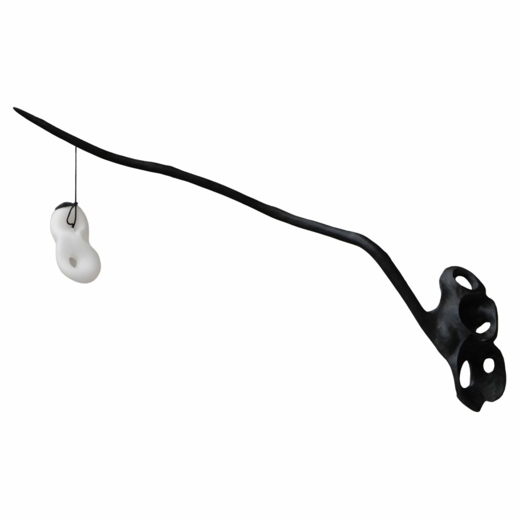 Unique Cantilevered Black Wood White Glass Pendant Lamp by Jerome Pereira 1