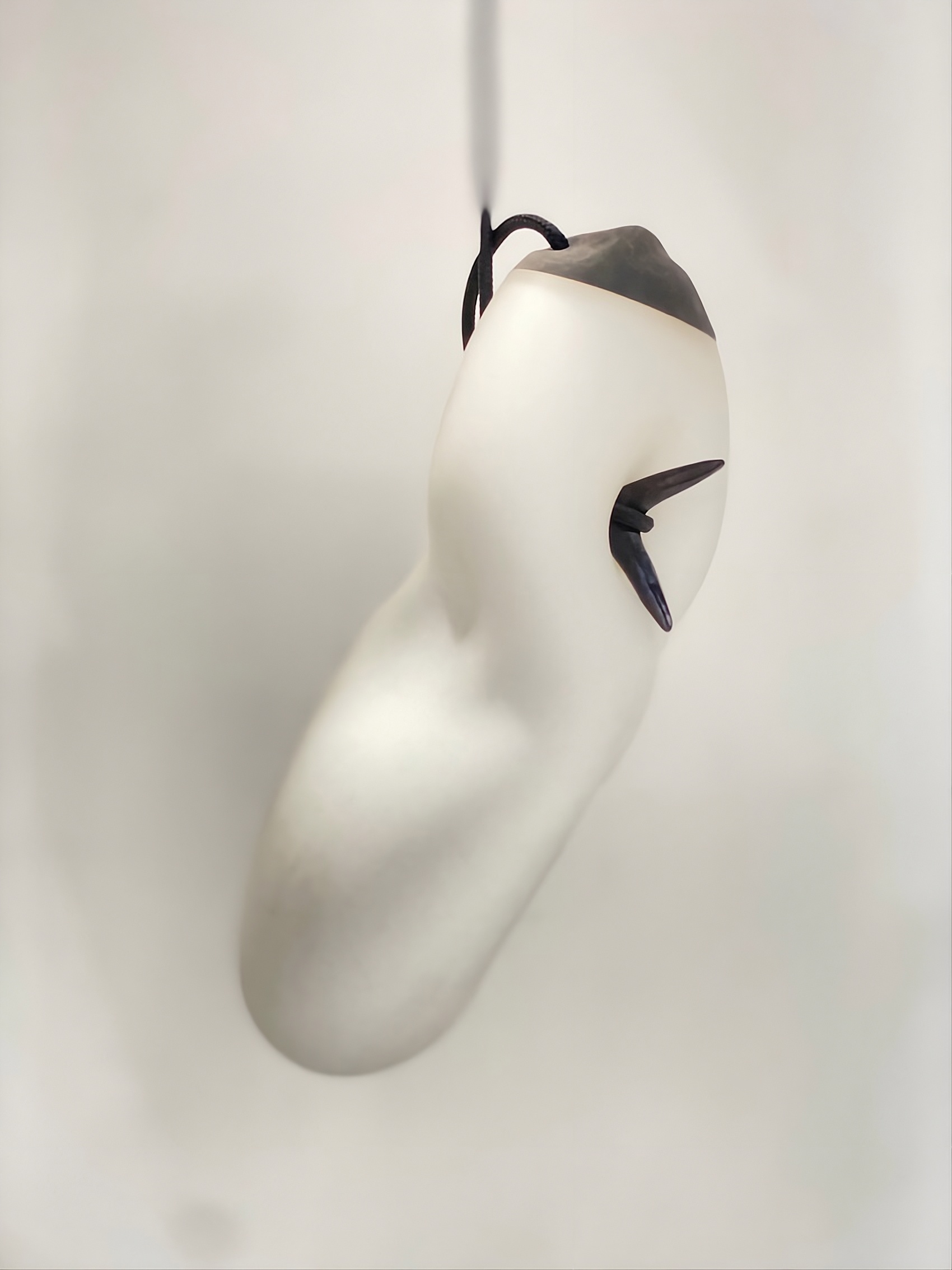 Unique Cantilevered Black Wood & White Glass Pendant Lamp by Jérôme Pereira 2