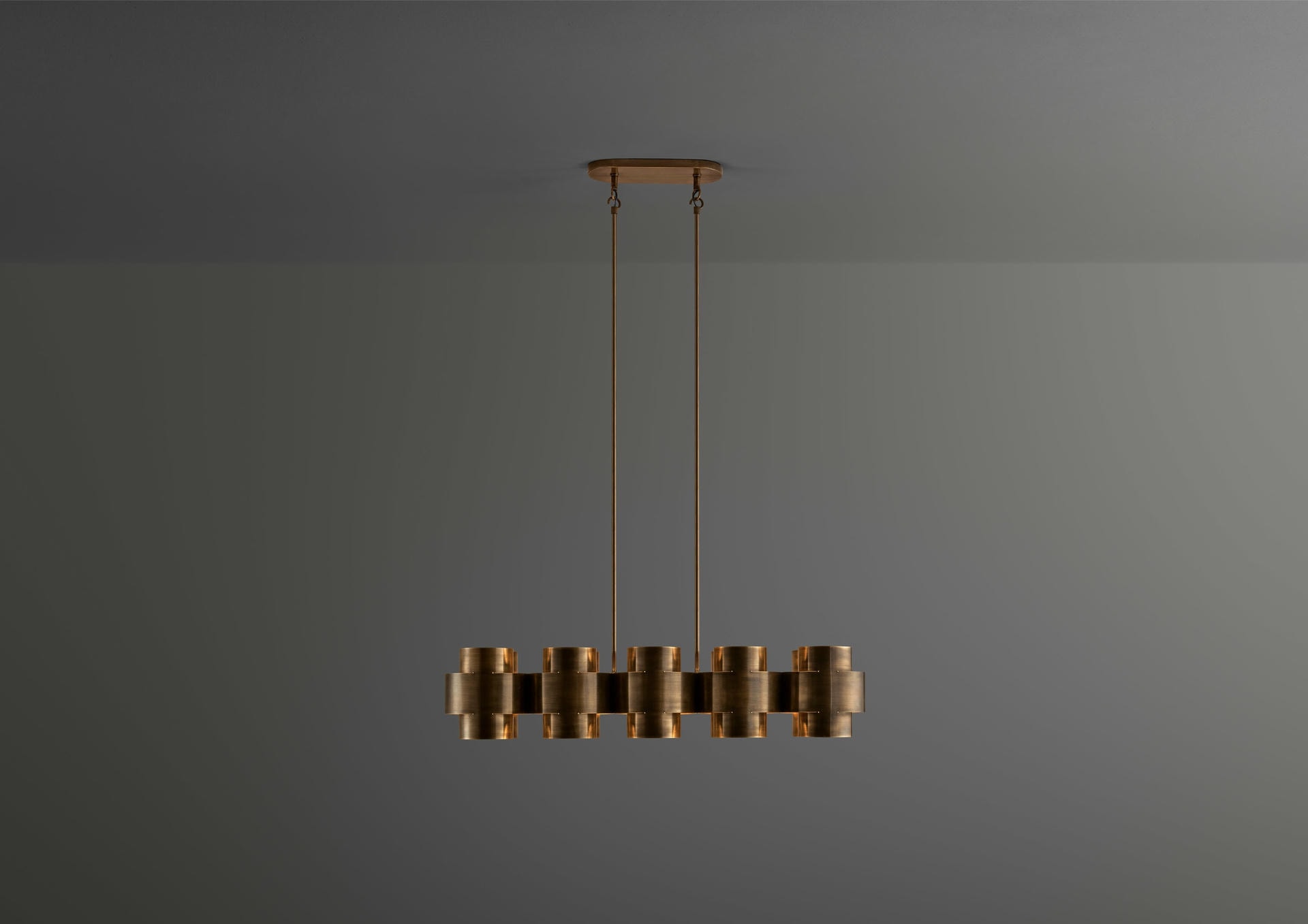 Aged Brass Plus Ten Chandelier by Paul Matter 2