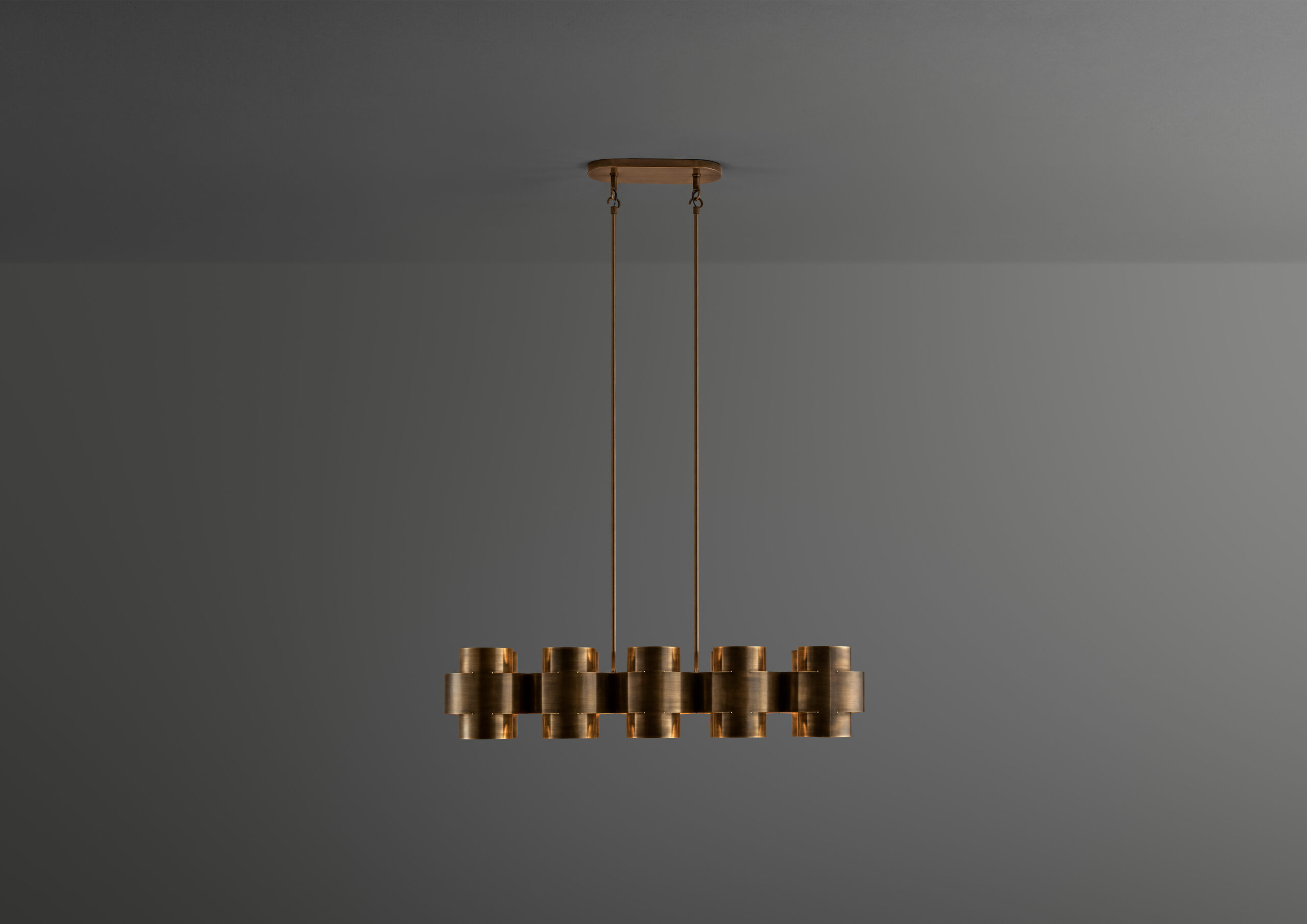 Aged Brass Plus Ten Chandelier by Paul Matter 2