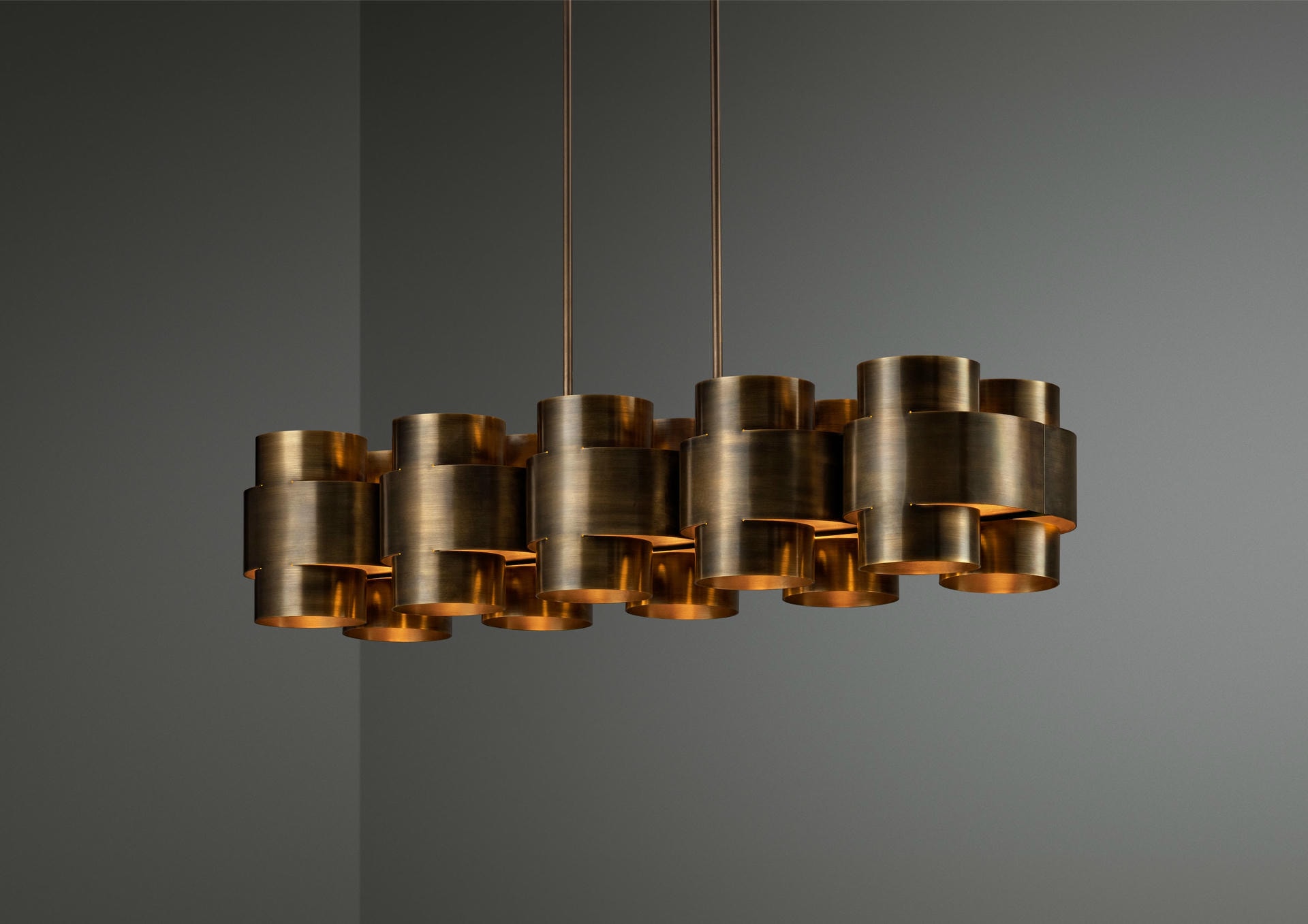 Aged Brass Plus Ten Chandelier by Paul Matter 3