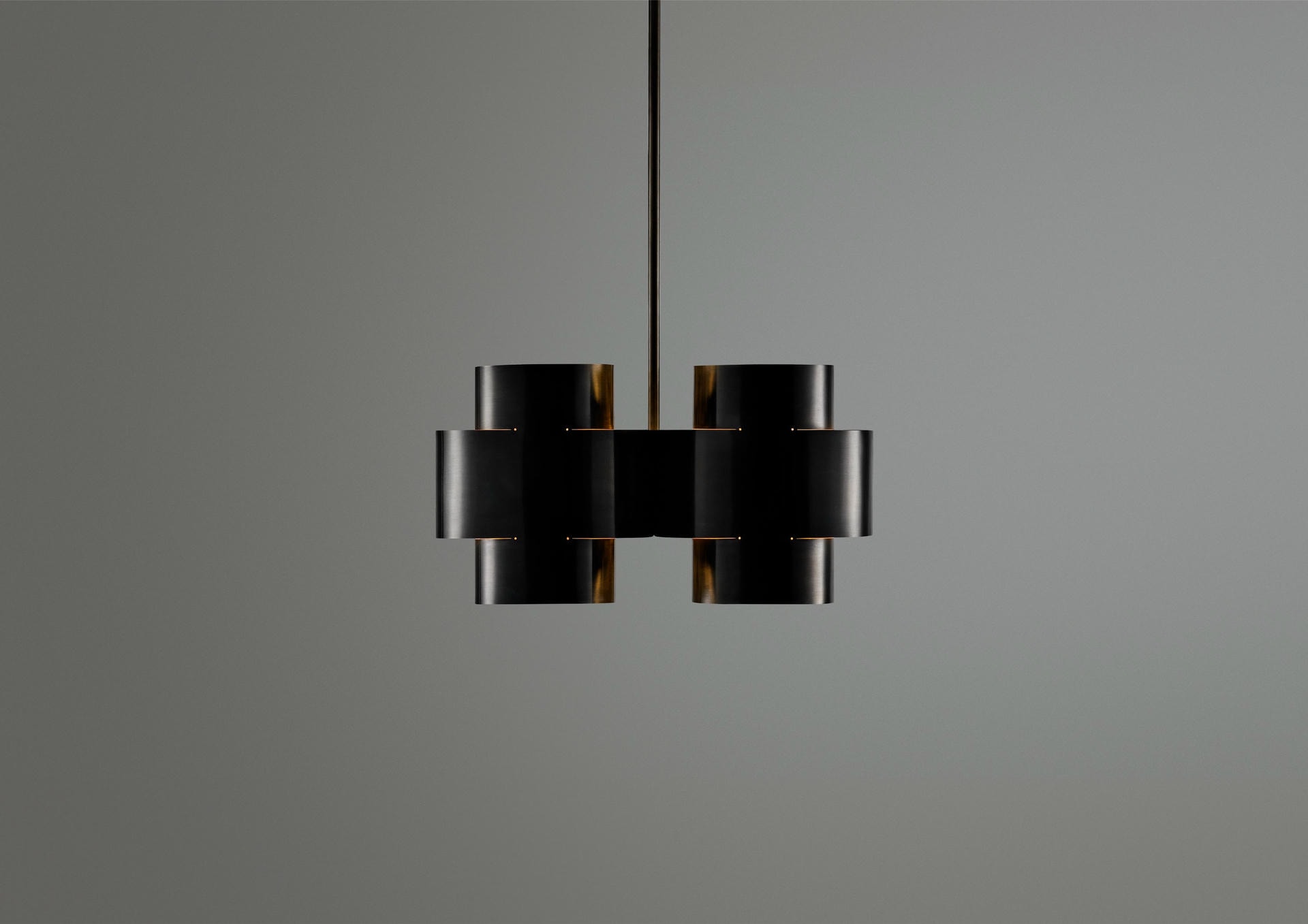 Burnt Brass Plus Four Chandelier by Paul Matter 2