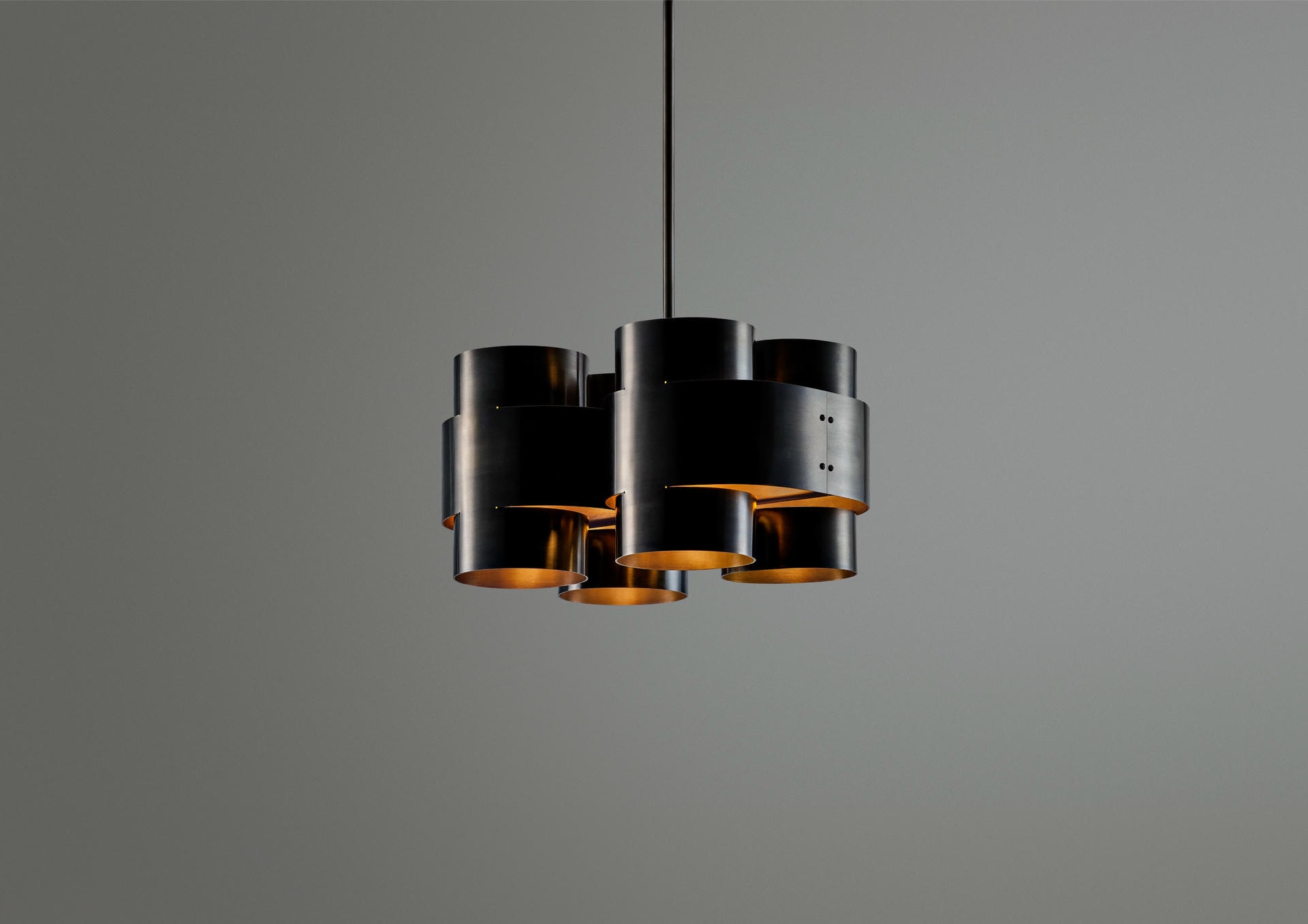 Burnt Brass Plus Four Chandelier by Paul Matter 3