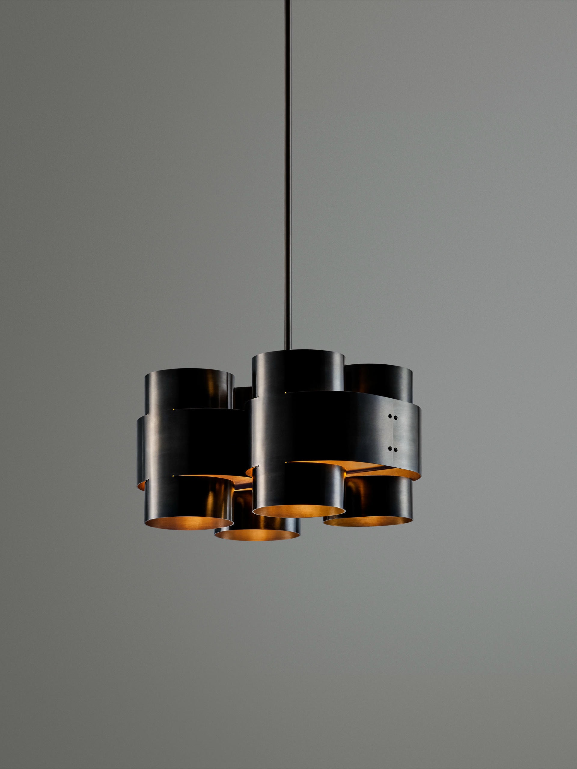 Burnt Brass Plus Four Chandelier by Paul Matter 7
