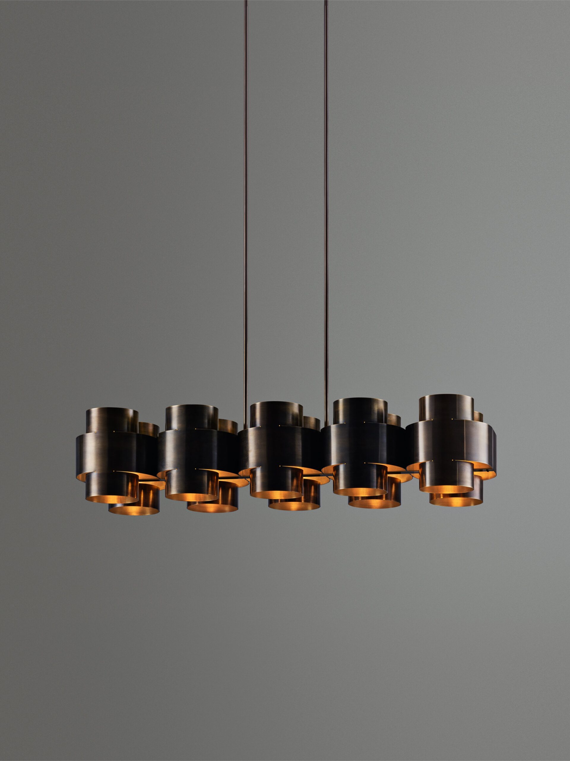 Dark Aged Brass Plus Ten Chandelier by Paul Matter 3