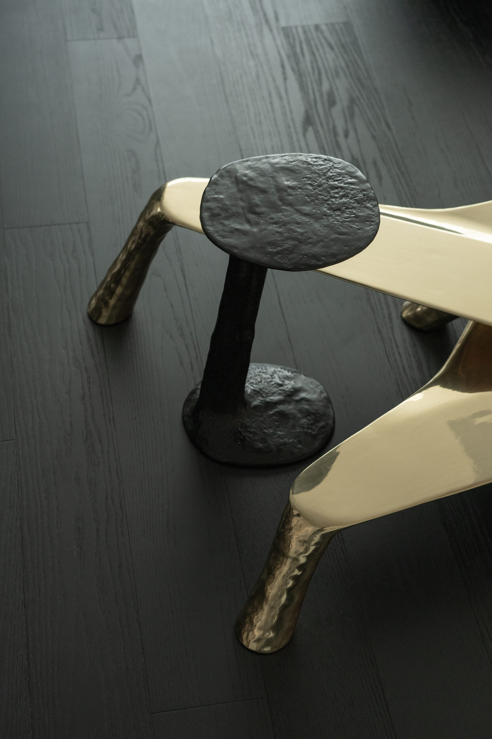 Black Cast Brass Lava Small Side Table by Atelier V&F2