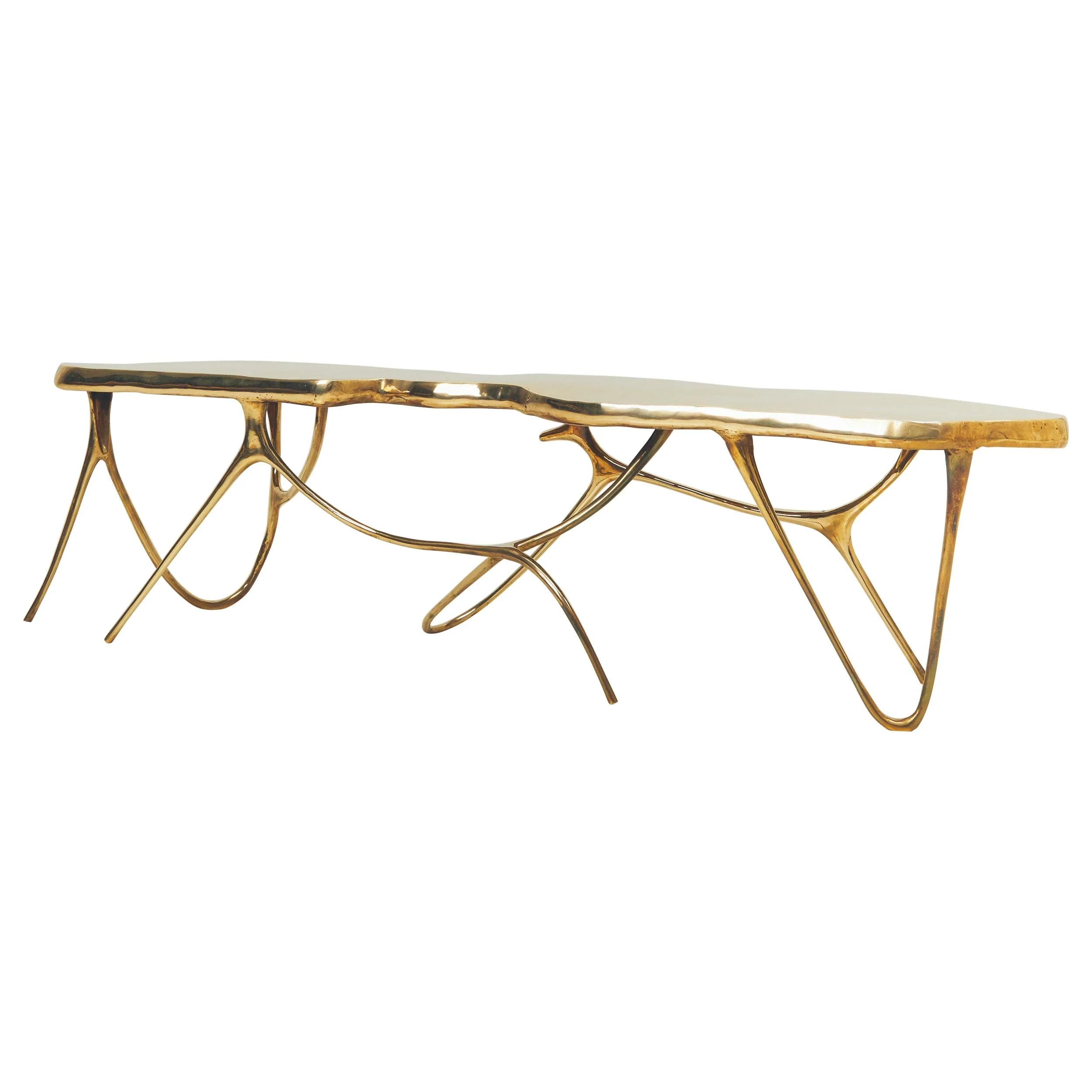 Calligraphic Sculpted Brass Bench by Misaya 0