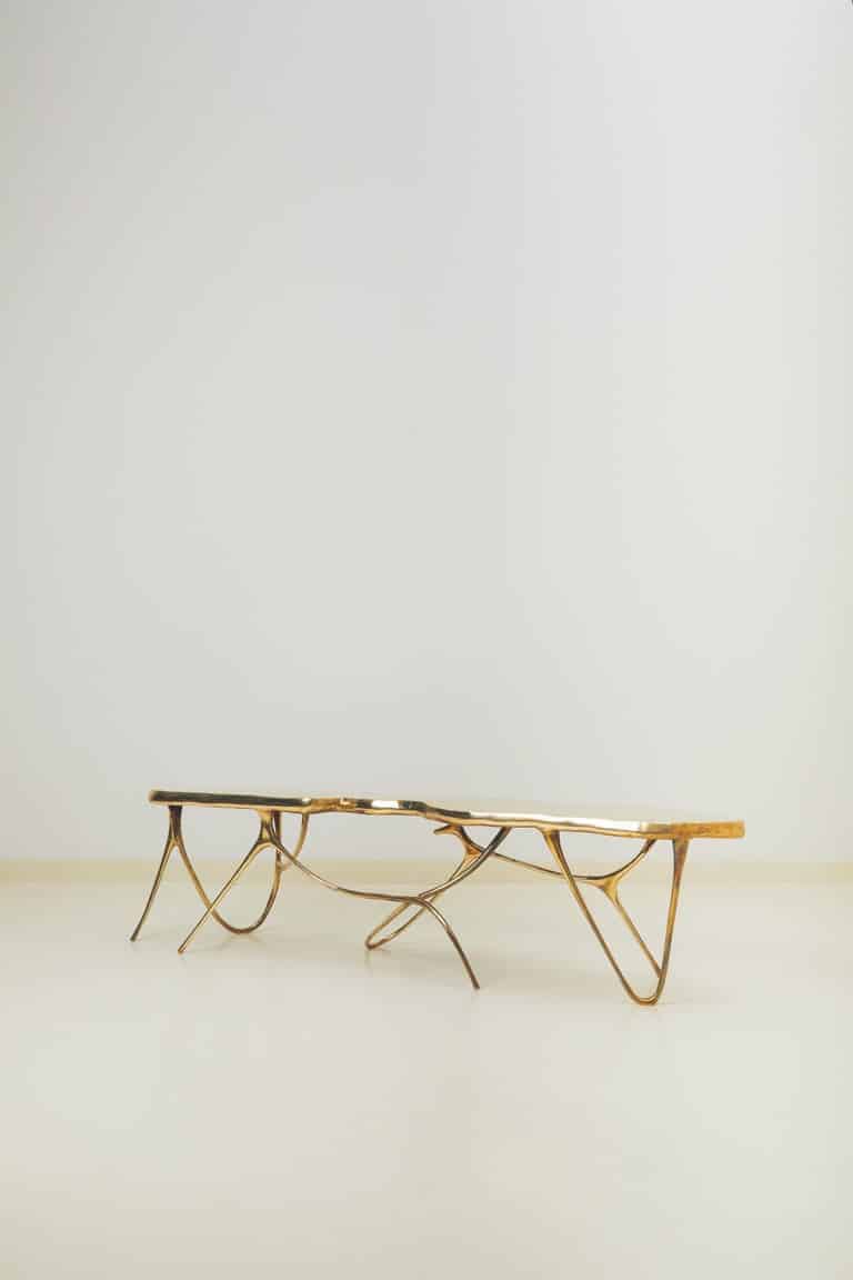 Calligraphic Sculpted Brass Bench by Misaya 2