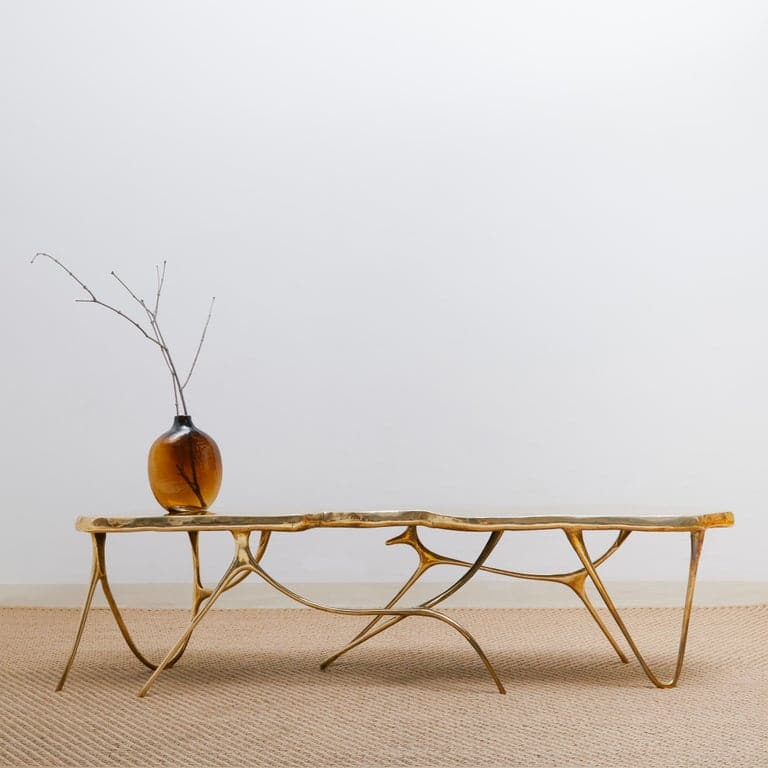 Calligraphic Sculpted Brass Bench by Misaya 4