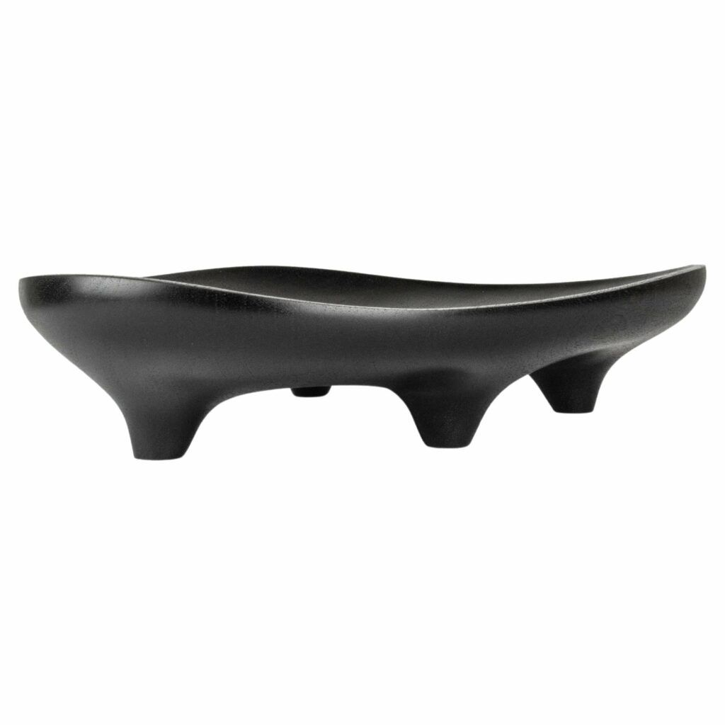 Carved and Ebonized Walnut Table Tray Signed by Maxime Goleo 1