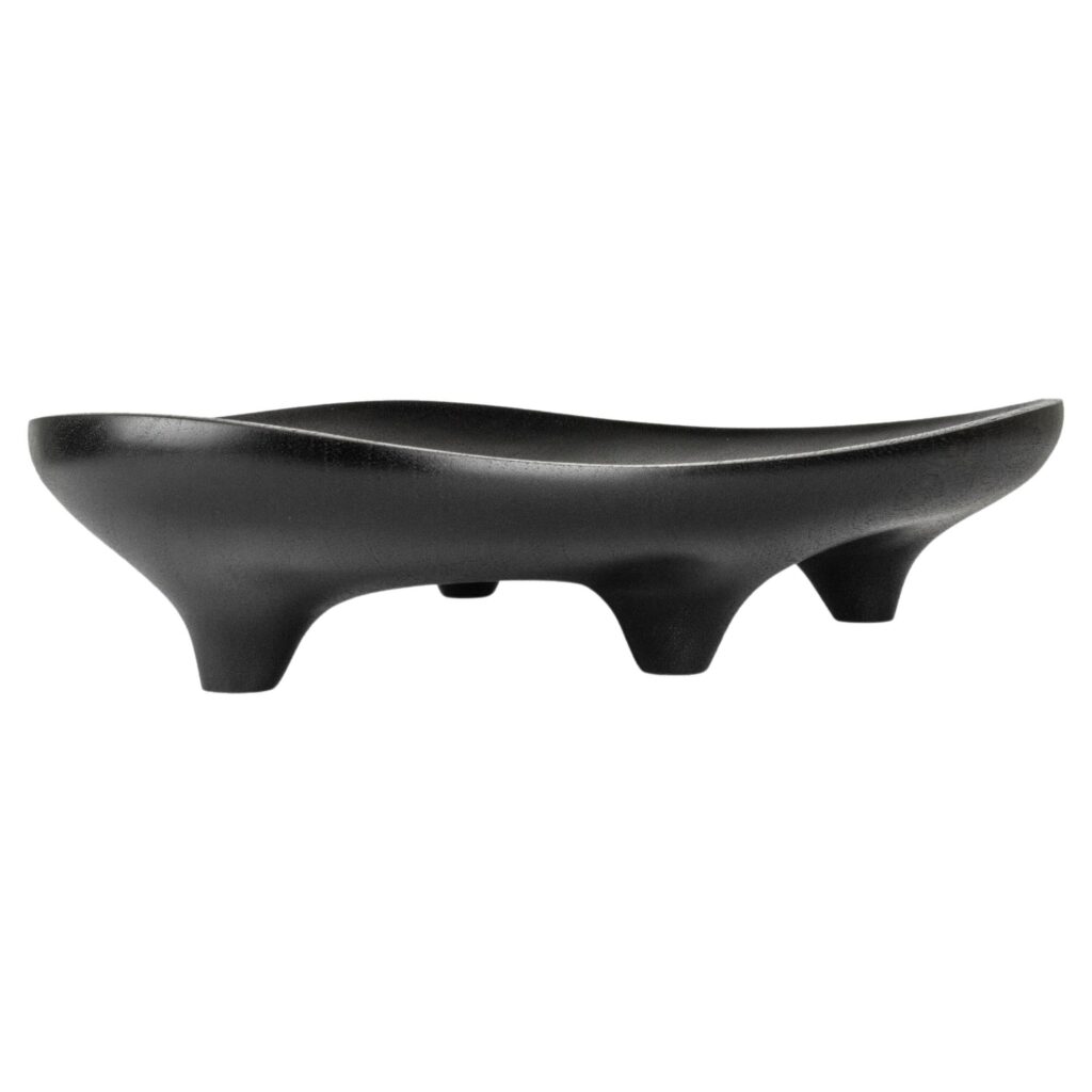 Carved and Ebonized Walnut Table Tray Signed by Maxime Goleo 1