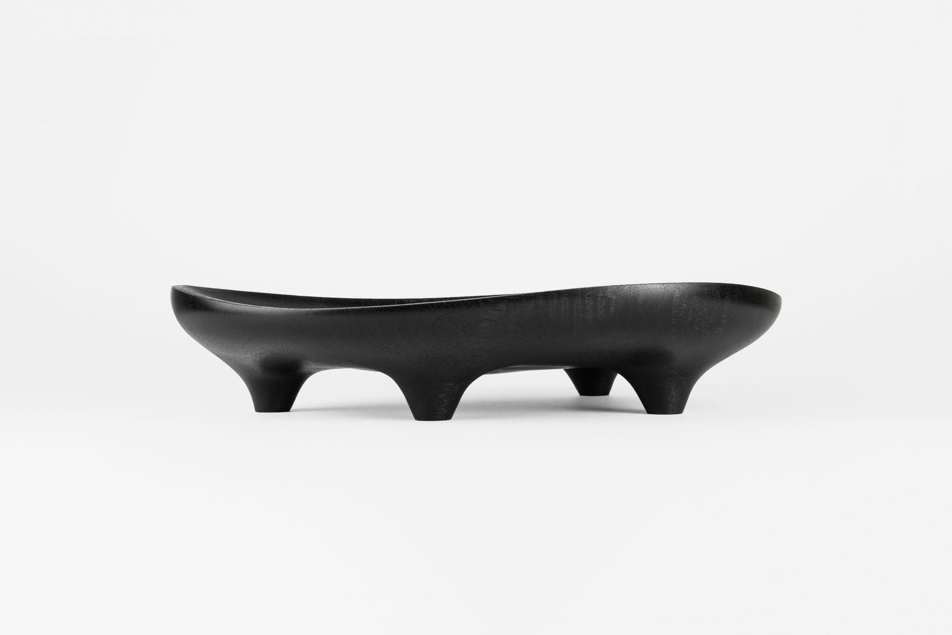 Carved and Ebonized Walnut Table Tray Signed by Maxime Goleo 10