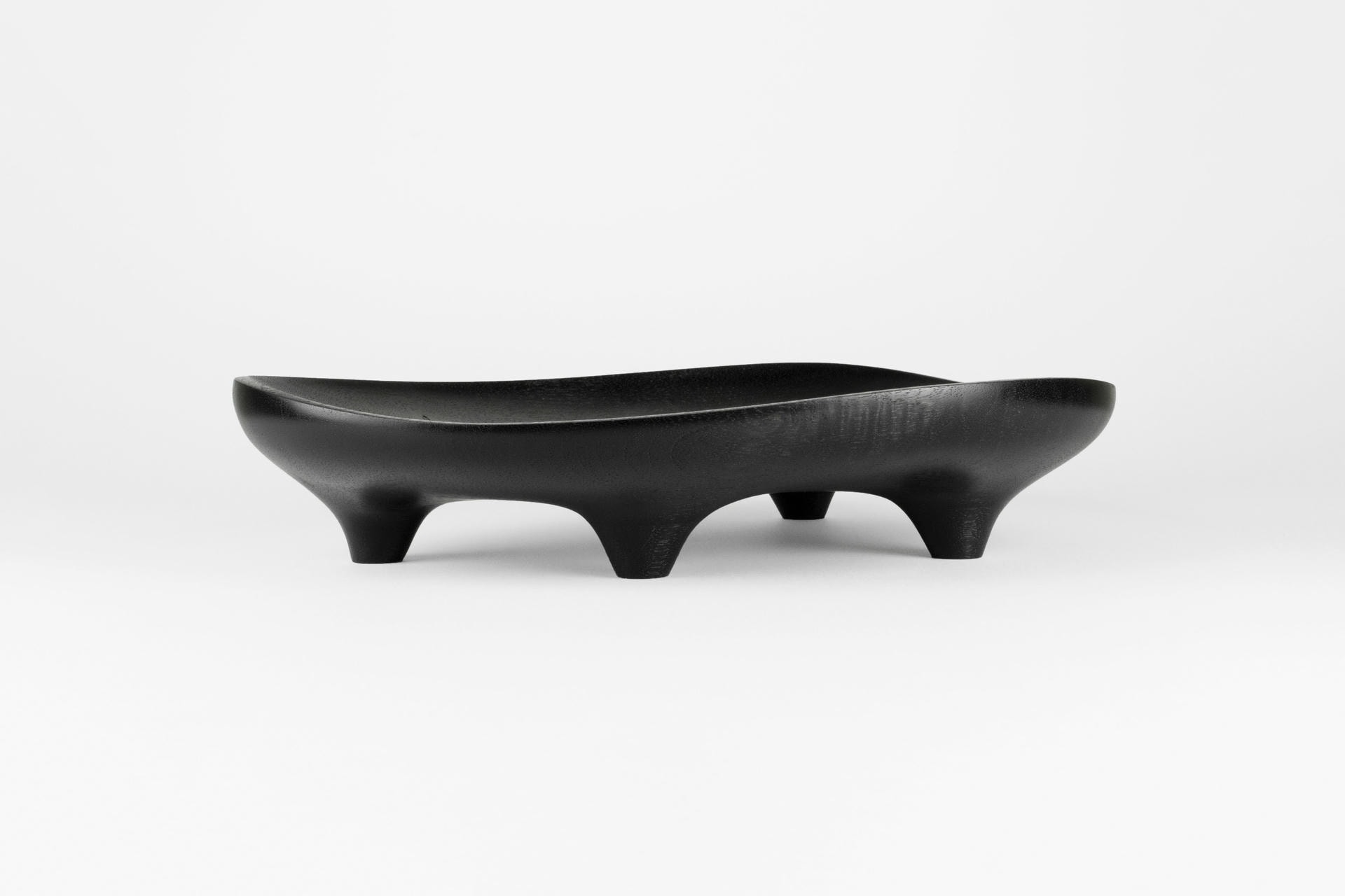 Carved and Ebonized Walnut Table Tray Signed by Maxime Goleo 11